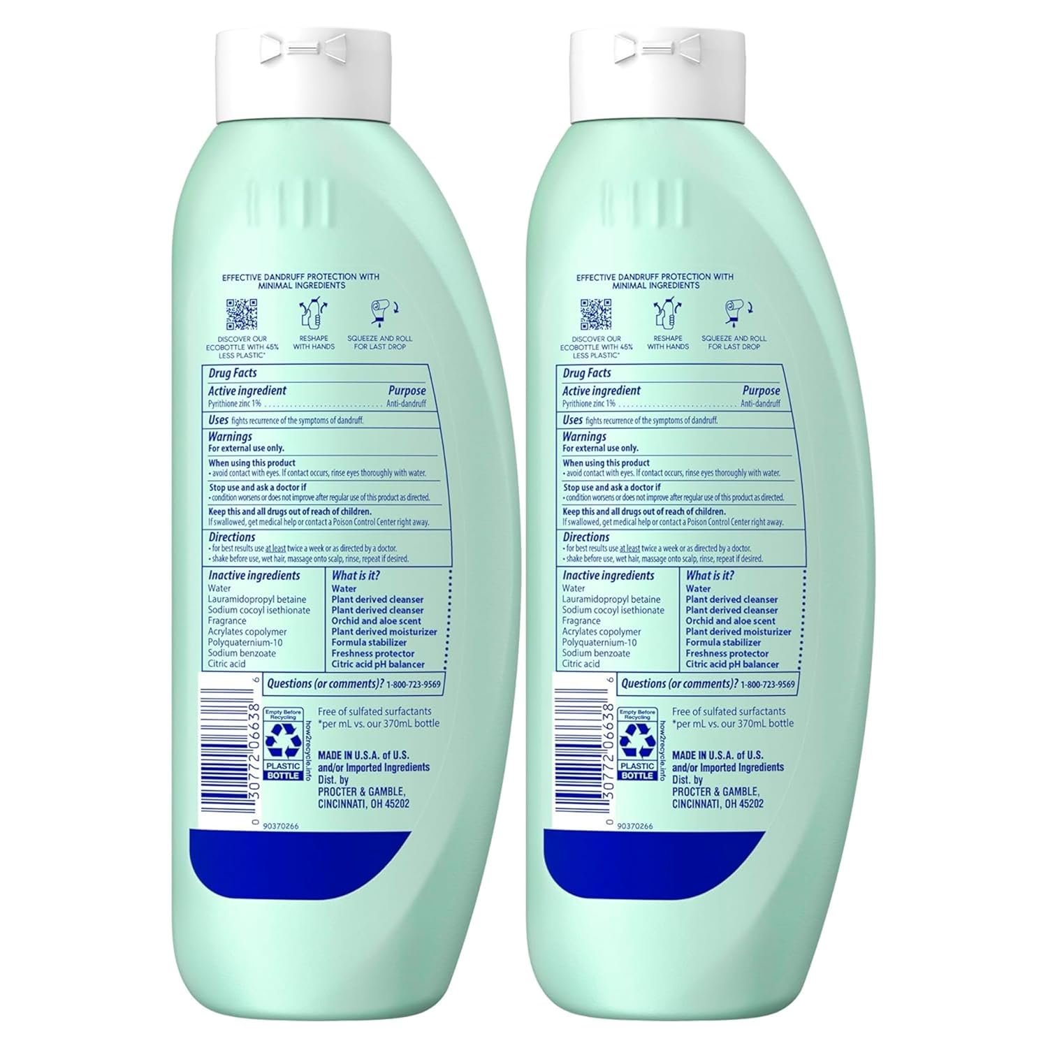 Head & Shoulders BARE Dandruff Shampoo Twin Pack, Sulfate-Free, Silicion-Free, Dye-Free, Eco-Friendly Bottles, Safe for All Hair Types, 13.5 Fl Oz Each (Set of 2) - Image 9