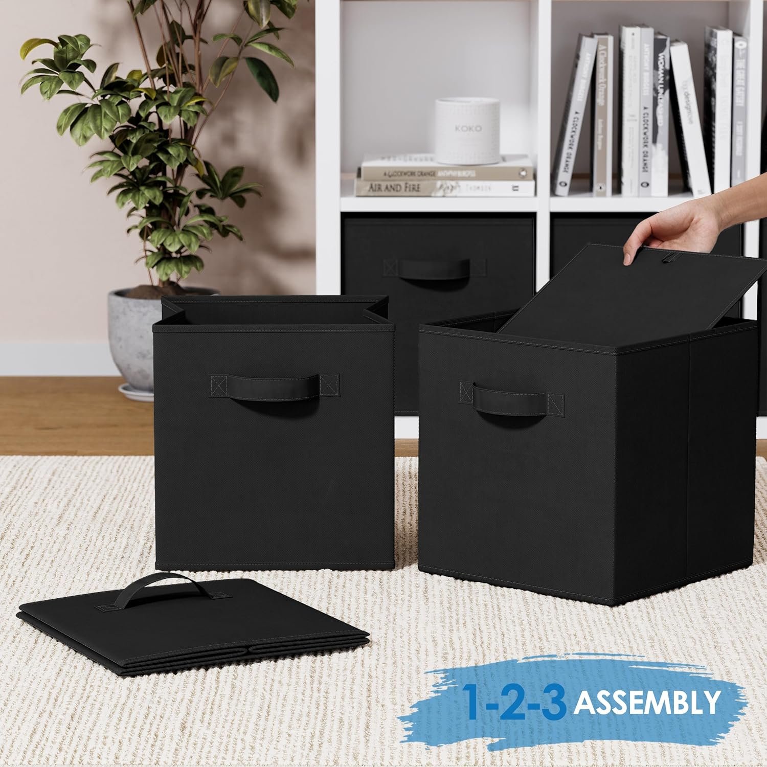 Fabric Storage Cubes for Cube Organizer - 8 Pack Heavy Duty Black Storage Bins - 11 Inch Cube Storage Bin, Use As A Clothes Storage Box In Closet, Baskets For Shelves or Cubbies Storage Organizer - Image 7