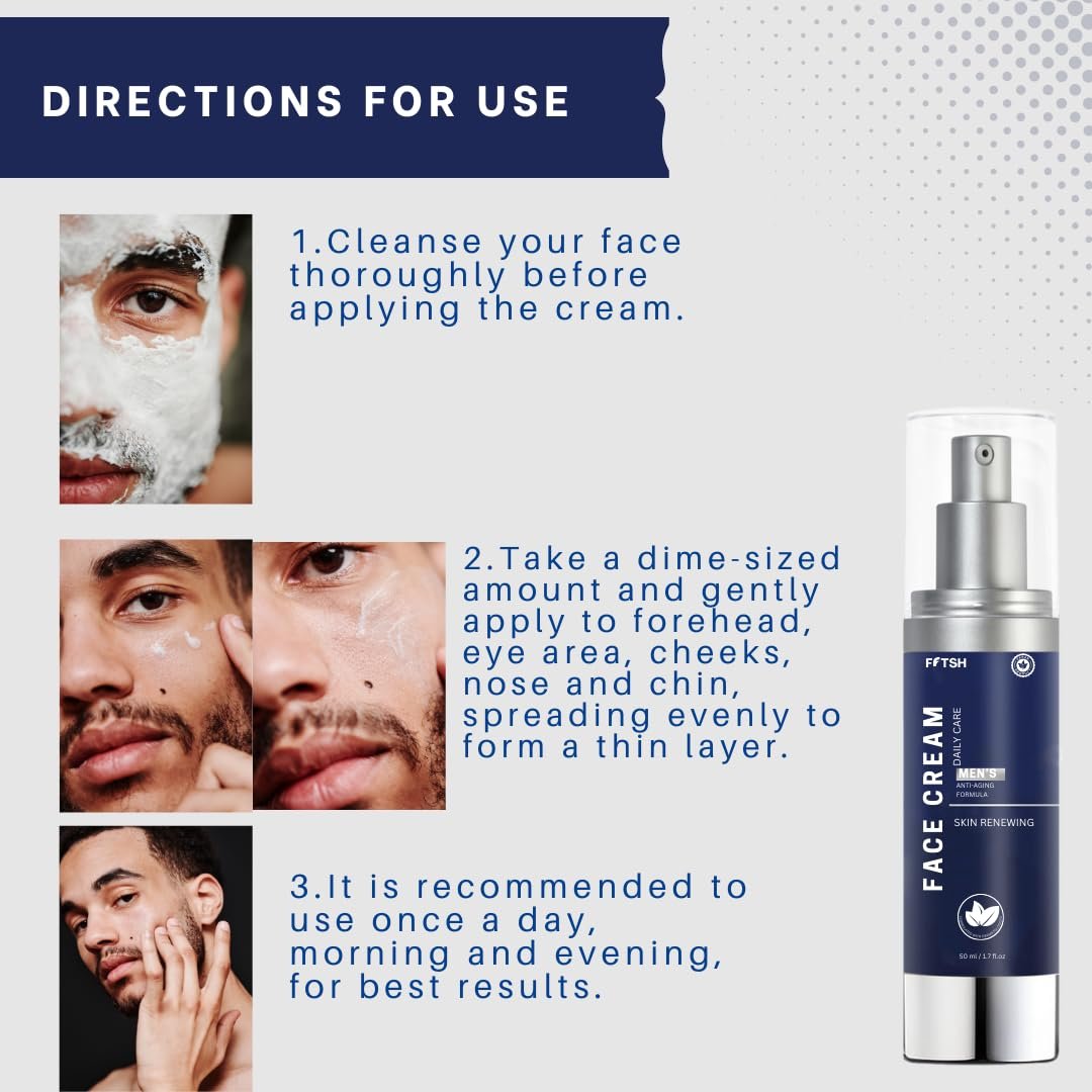 6-in-1 Men's Face Moisturizer – Reduces Eye Bags, Dark Circles & Puffiness – Hydrating Anti-Aging Face Cream for Men (1.7 fl oz) - Image 7