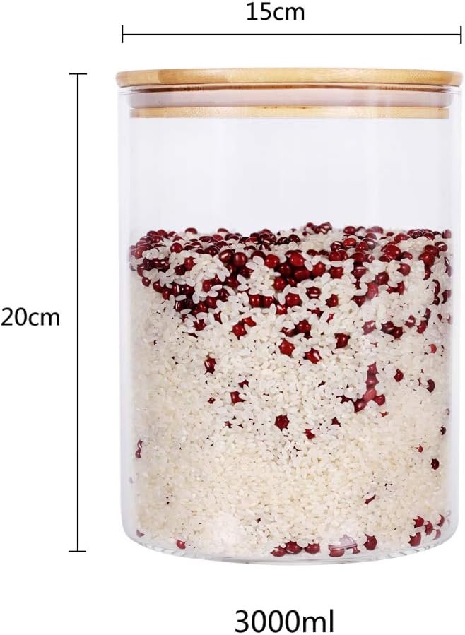 Large Glass Food Storage Container, 100 FL OZ (3000ml) Glass Food Canister with Airtight Bamboo Lids for Your Pantry, BPA-Free Cereal Dispenser Jars for Spaghetti Pasta, Powder, Tea, Coffee - Image 3