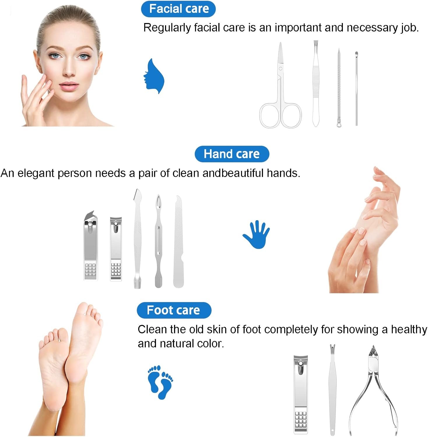 Manicure, Pedicure Kit, Nail Clippers, Professional Grooming Kit, Nail Tools with Luxurious Travel Case, Set of 12 … (nail clippers 12pcs) - Image 8