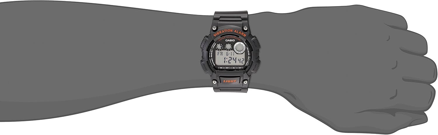 Casio W735H Series | Men’s Digital Watch | 1/100 SEC Stopwatch | Countdown Timer | Super Illuminator LED Light | 100 M Water Resistance | Daily Alarm | Auto Calendar | Dual Time | 10 Yr Battery - Image 3