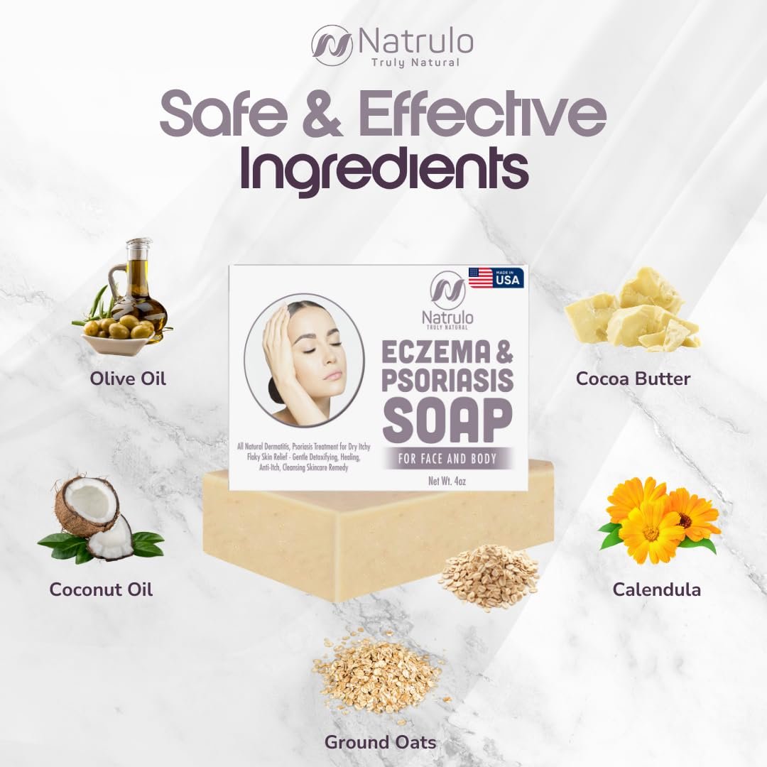 Eczema Soap Bar for Face and Body – All Natural Dermatitis, Psoriasis Treatment for Dry Itchy Flaky Skin Relief – Gentle Detoxifying, Healing, Anti-Itch, Cleansing Skincare Remedy – Eczema Soap Bar - Image 6