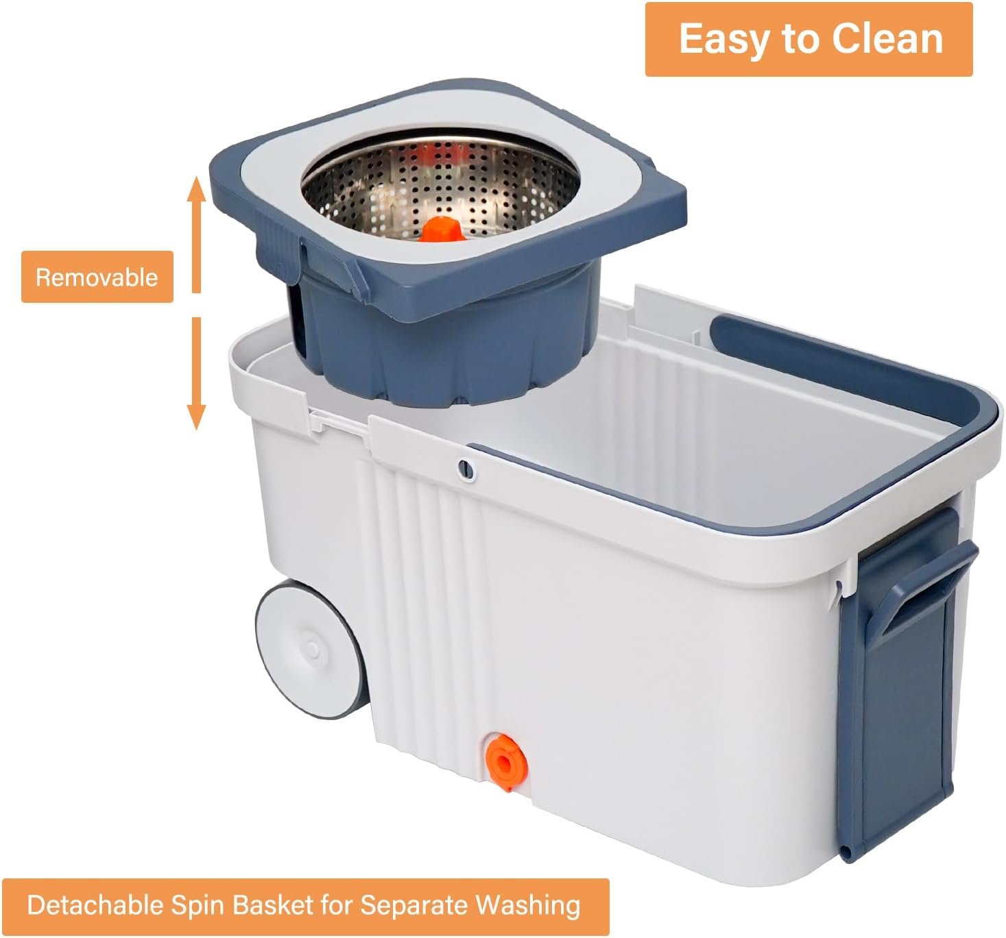 Spin Mop and Bucket Set with Wringer, 360° Rotating Mop with 3 Microfiber Heads and 2 Wheels for Easy Home Floor Cleaning, Ideal for Tile, Hardwood and Laminate Floors - Image 5