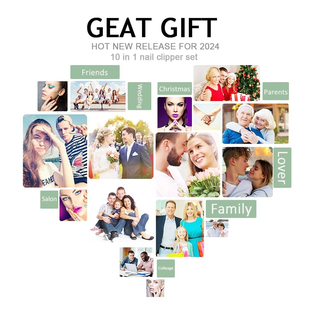 Manicure Set 10 in 1 Stainless Steel, Nail Clippers Scissors Pedicure Tools Kit - Portable Travel Grooming Kit for Men and Women with Leather Case (Jade Green) - Image 7