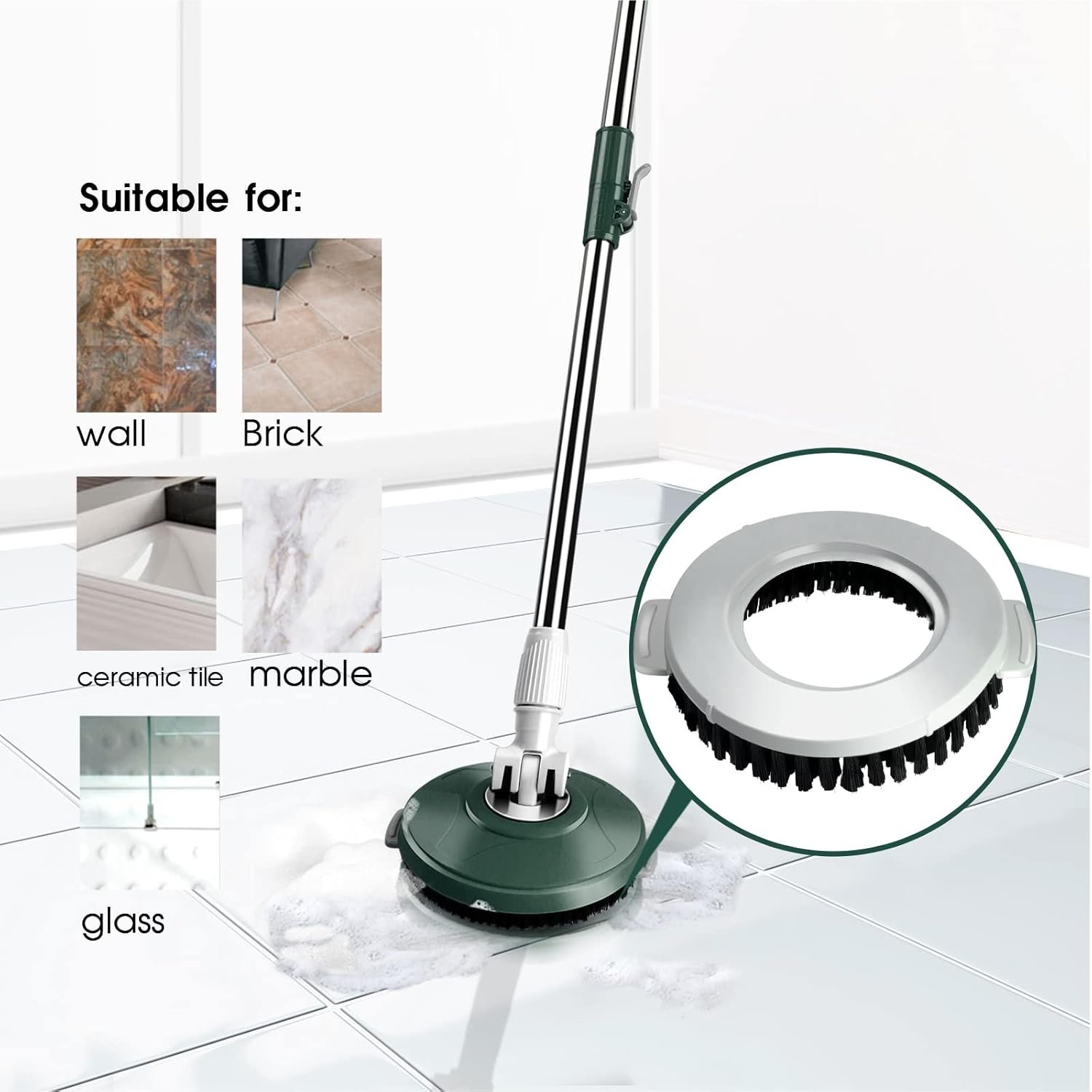 MASTERTOP Spin Mop and Bucket, Floor Mop and Bucket with Wringer Set for Home,47Inch Stainless Steel Adjustable Handle, Wet and Dry Use,5 Microfiber Replacement Refills, 1 Floor Brush - Image 8
