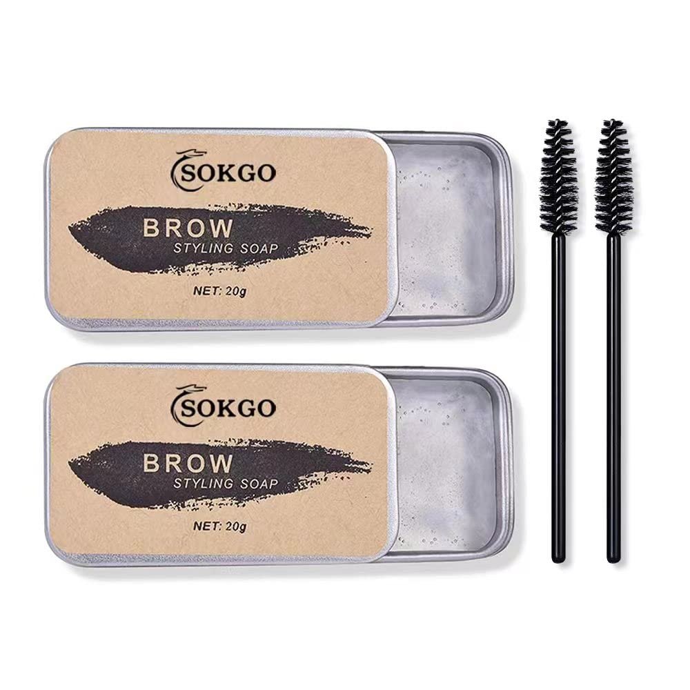 Eyebrow Soap, 3D Brows Styling Soap, Transparent Long Lasting Natural Eyebrow Wax Eyebrow Gel (2PCS) - Image 2