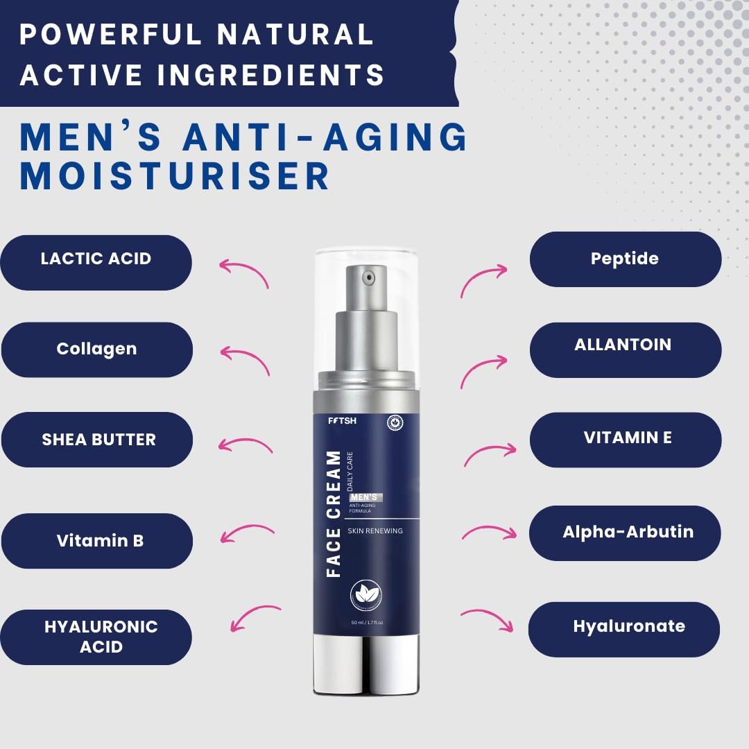 6-in-1 Men's Face Moisturizer – Reduces Eye Bags, Dark Circles & Puffiness – Hydrating Anti-Aging Face Cream for Men (1.7 fl oz) - Image 4