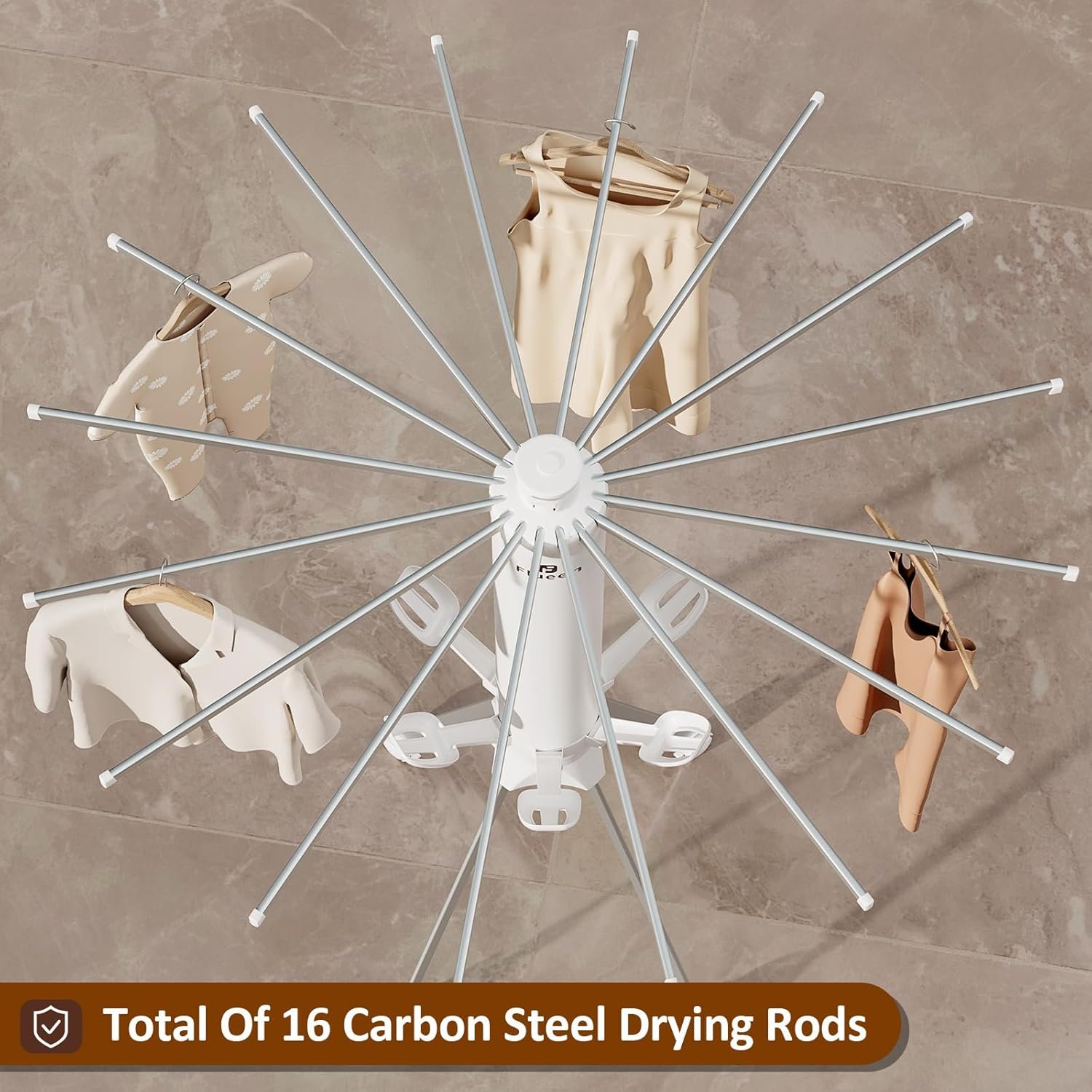 4-Legged Clothes Drying Rack, 2025 Upgrade 3-Layer Foldable Portable Standing Drying Rack with 6 Shoe Racks, 16 Drying Rods and 20 Clips,Use for Drying Clothes and Shoes Indoors and Outdoors - Image 5