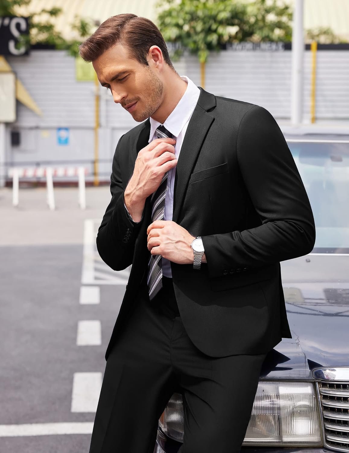 COOFANDY Men's 2 Piece Suits Classic Fit 2 Button Dress Suits Tuxedo Jacket Blazer for Wedding Business Dinner Prom - Image 3