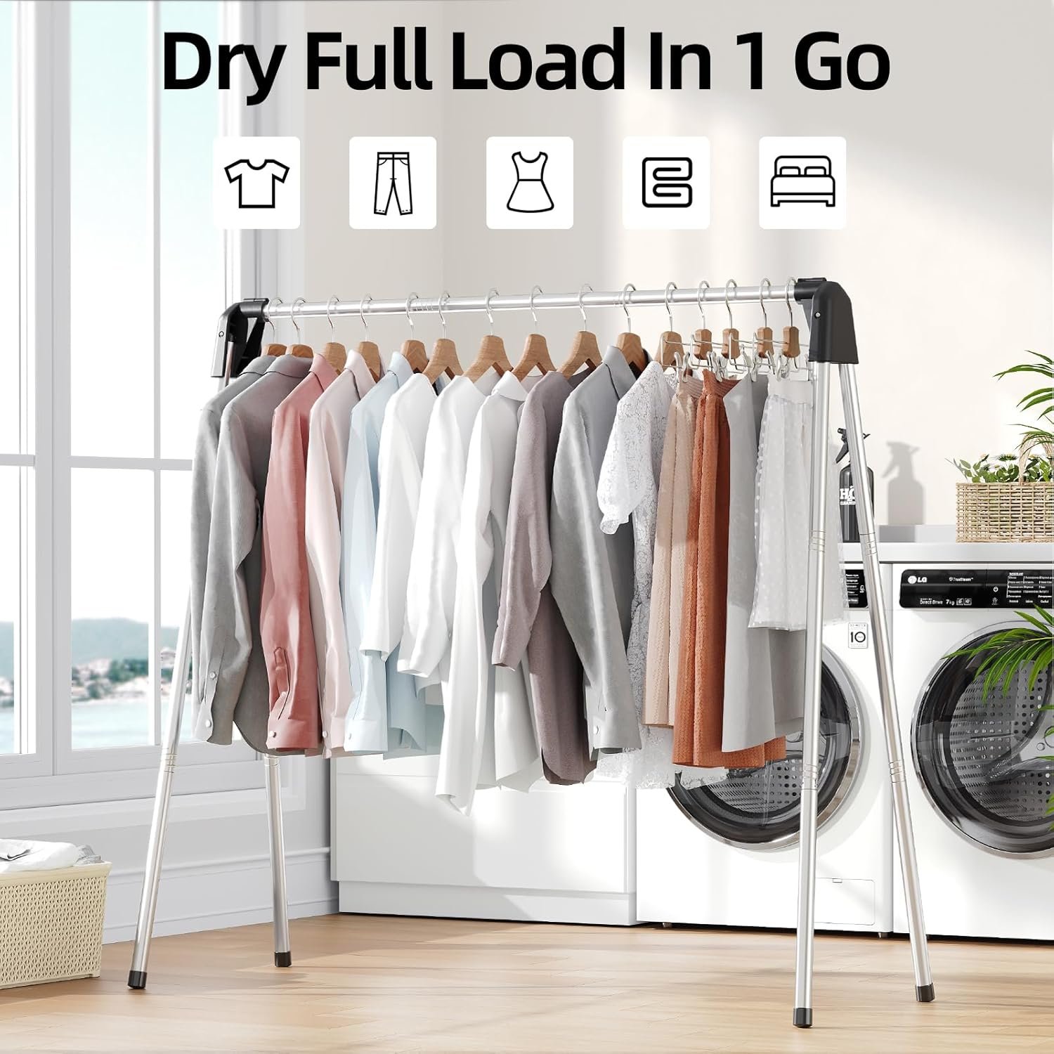 APEXCHASER Clothes Drying Rack Foldable, Stainless Steel Laundry Drying Rack Collapsible, Clothing Hanger for Sweater Baby Clothes Towel for Indoor & Outdoor, Portable Clothes Airer for Travel - Image 7