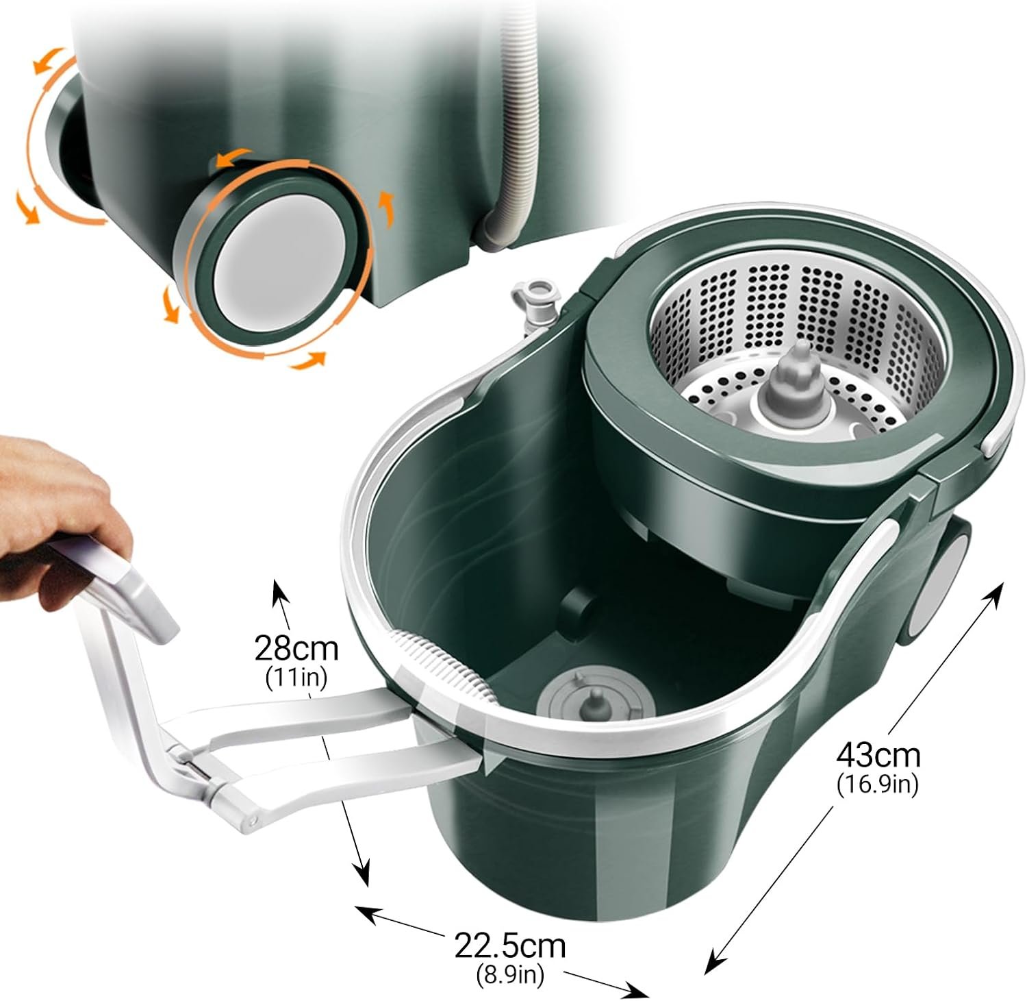 MASTERTOP Spin Mop and Bucket, Floor Mop and Bucket with Wringer Set for Home,47Inch Stainless Steel Adjustable Handle, Wet and Dry Use,5 Microfiber Replacement Refills, 1 Floor Brush - Image 6