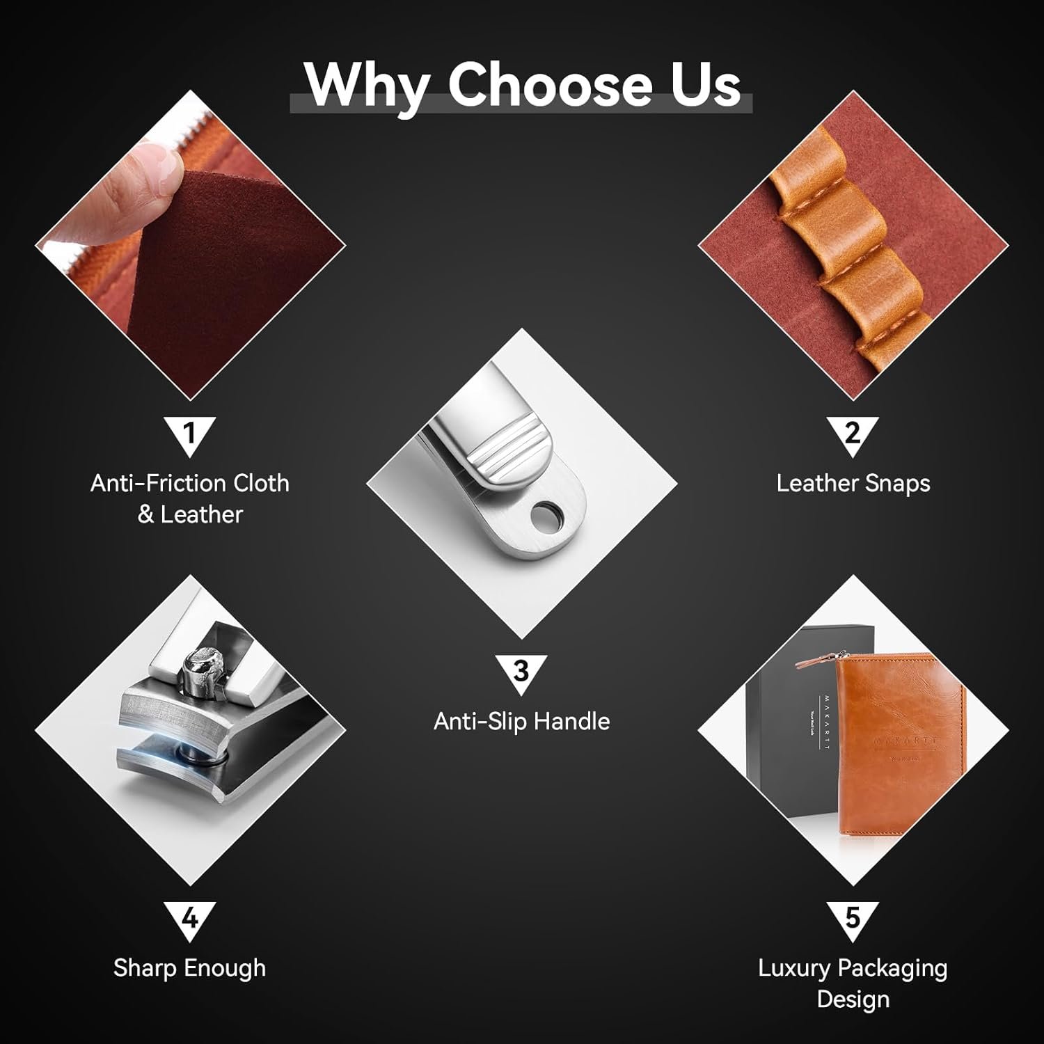 Makartt Manicure Kit: Professional Nail Care Clippers Set - 11 pcs Stainless Steel Tavel Women Men Fingernail Grooming Tool with Portable Brown Leather Case - Image 4