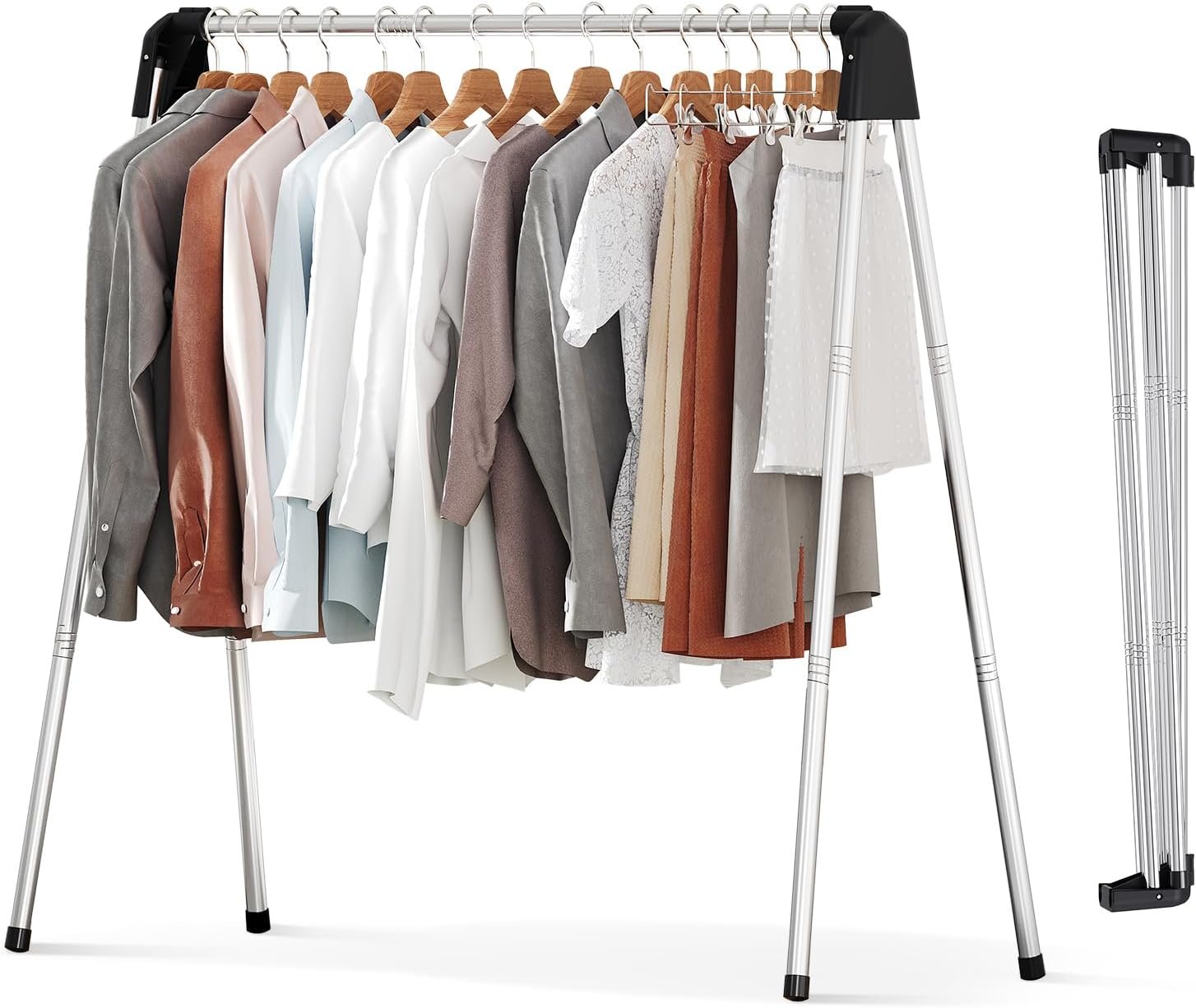 APEXCHASER Clothes Drying Rack Foldable, Stainless Steel Laundry Drying Rack Collapsible, Clothing Hanger for Sweater Baby Clothes Towel for Indoor & Outdoor, Portable Clothes Airer for Travel - Image 2