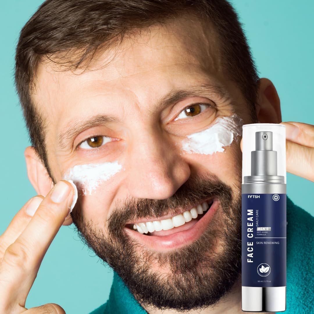 6-in-1 Men's Face Moisturizer – Reduces Eye Bags, Dark Circles & Puffiness – Hydrating Anti-Aging Face Cream for Men (1.7 fl oz) - Image 3