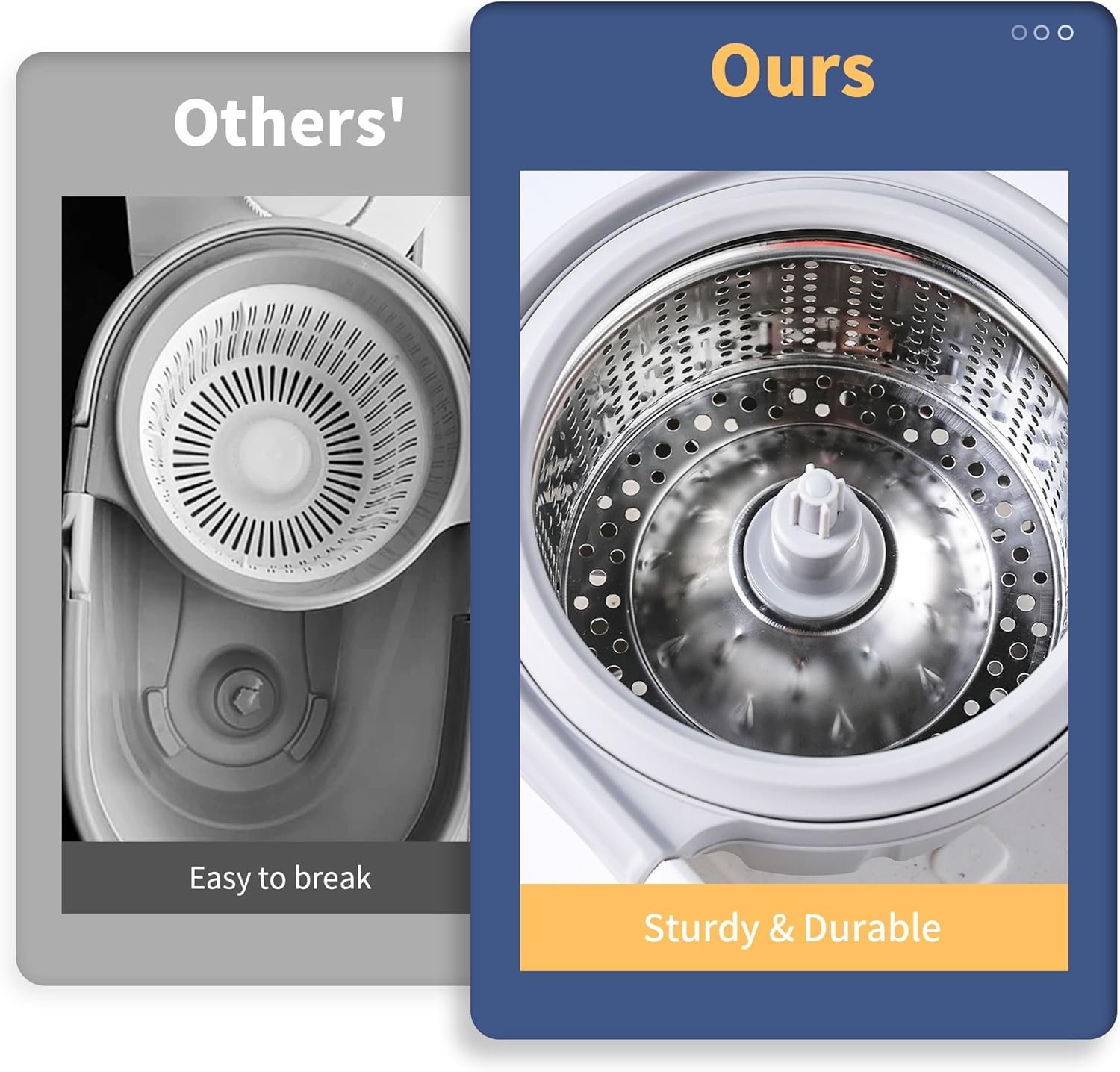 BOOMJOY Spin Mop and Bucket with Wringer Set, Easy Wring Mop for Floor Cleaning with 6 Microfiber Replacement Refills, Stainless Steel Extended Handle - Image 4