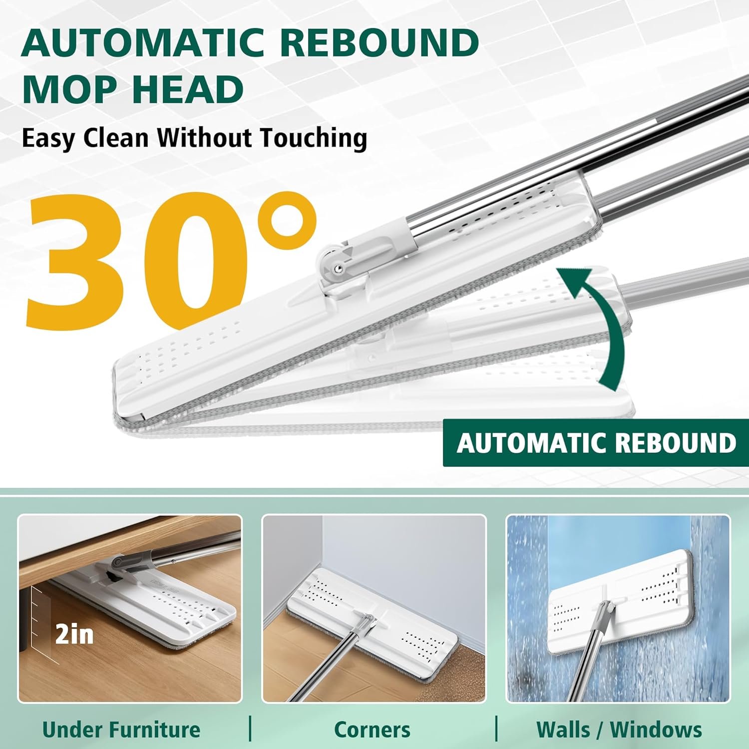 Mop and Bucket with Wringer Set, Hands Free Flat Floor Mop and Bucket, 3 Washable Microfiber Pads Included, Wet and Dry Use, Home Floor Cleaning System for All Floor Types and Windows - Image 5