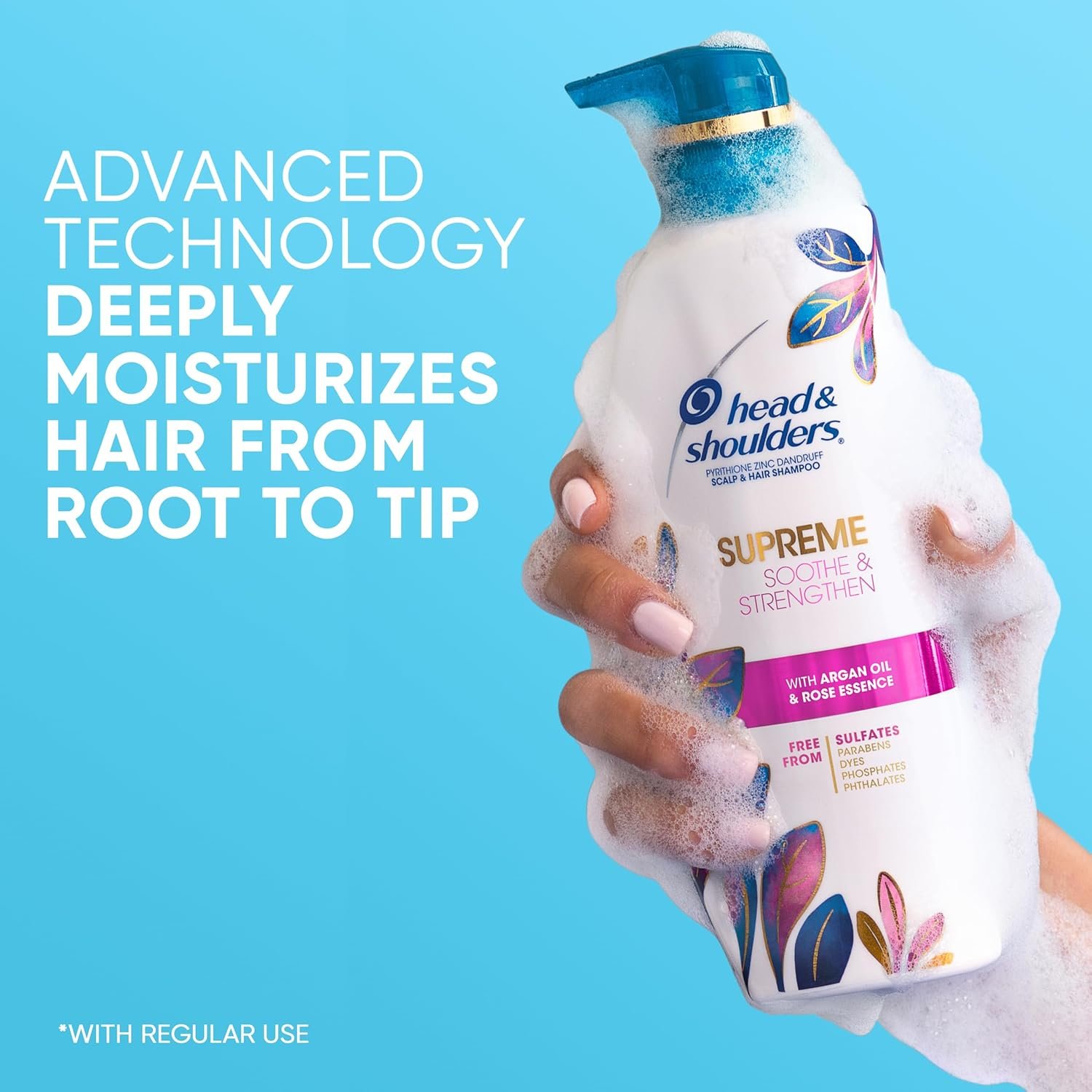 Head & Shoulders Supreme Dandruff Shampoo with Argan Oil, Anti Dandruff Scalp Treatment, Sulfate Free, Soothes Scalp, Deep Moisturization, Controls Itch, Natural Rose Essence, 28.2 Fl Oz - Image 8