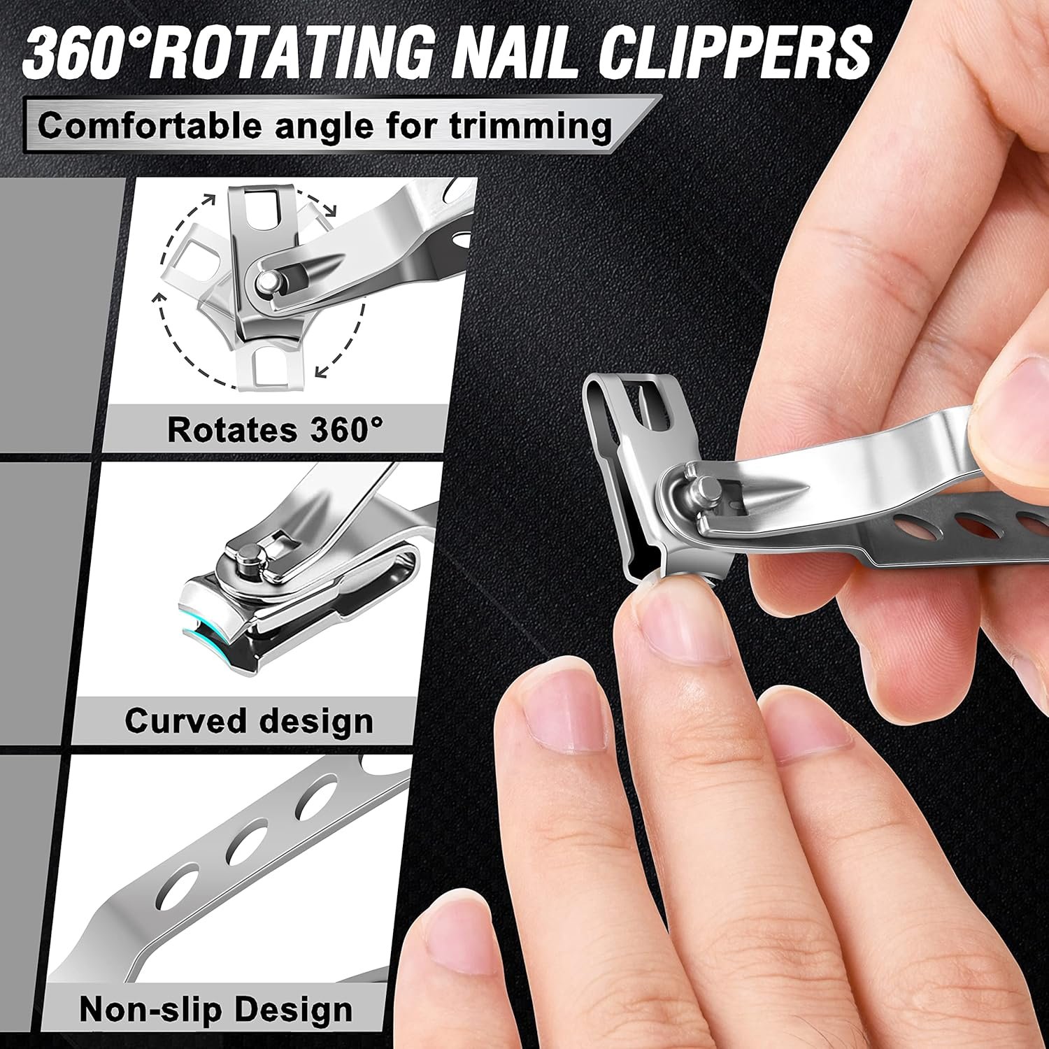 Toenail Clippers for Seniors Thick Toenails, Aucurwen Heavy Duty Toe Nail Clippers Adult Thick Nails Long Handle, Large Toenail Clippers for Thick Nails 7Pcs - Image 6