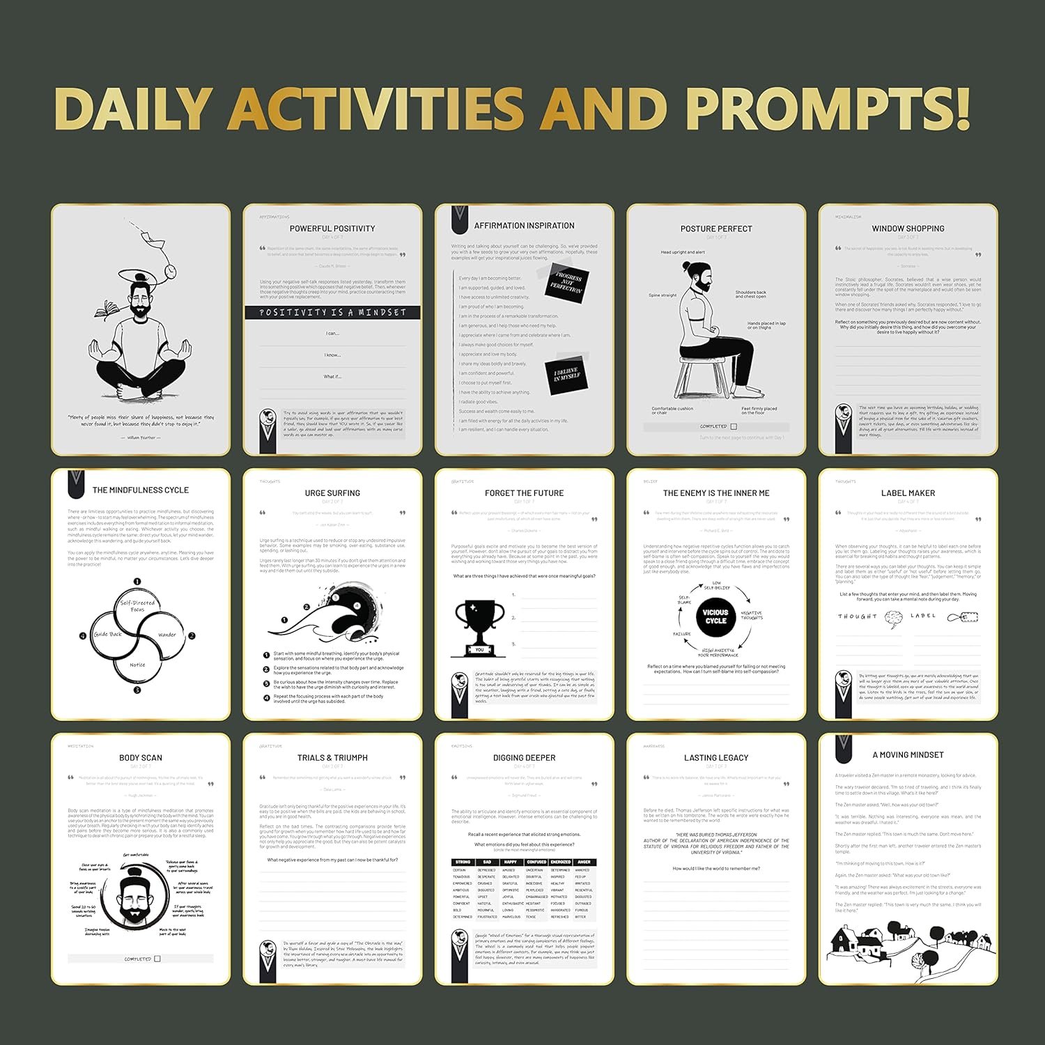 The Vibe Journal: 13-Week Guided Mindfulness Journal for Men | Thoughtful Daily Prompts, Practical Exercises, and Habit-Building Tools | A5 Size | Premium Self-Care and Writing Gift - Image 6