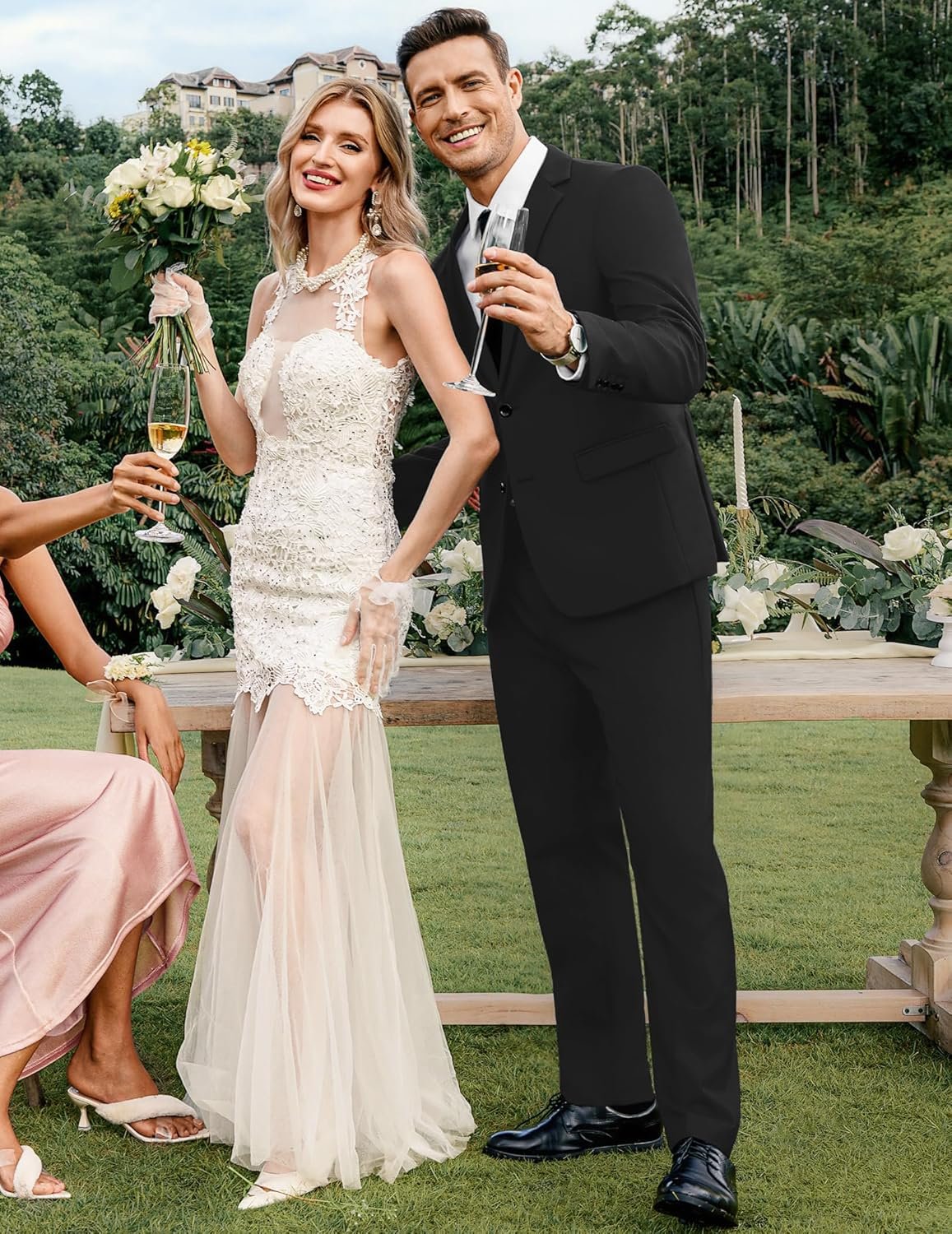 COOFANDY Men's 2 Piece Suits Classic Fit 2 Button Dress Suits Tuxedo Jacket Blazer for Wedding Business Dinner Prom - Image 4