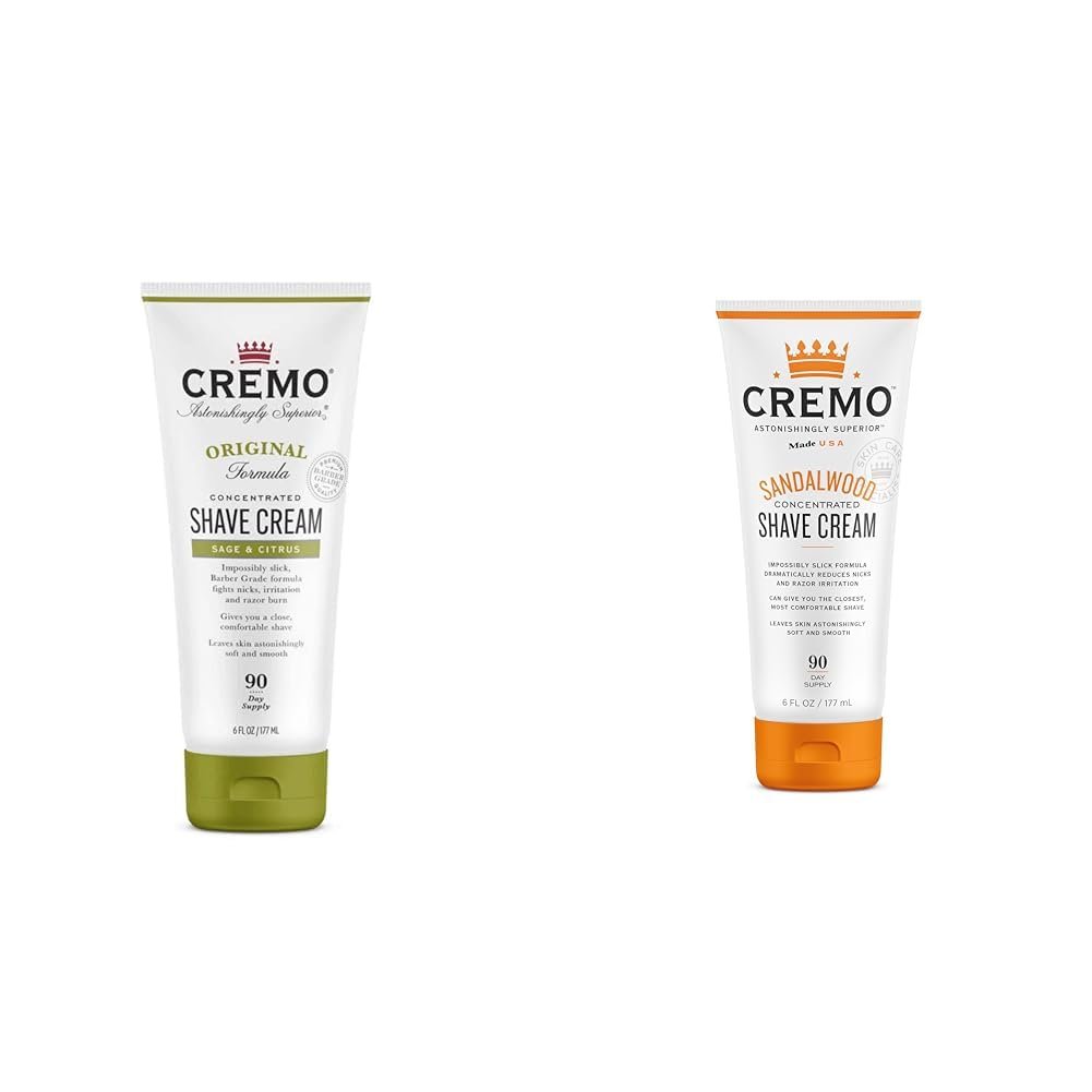 Cremo Barber Grade Sage & Citrus and Sandalwood Shave Creams, Ultra-Slick Shaving Cream for Men Fights Nicks Cuts and Razor Burn, 2 x 6 Fl Oz - Image 2
