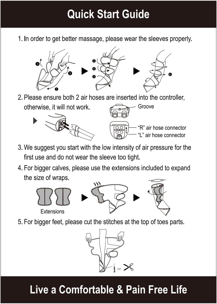 FIT KING Leg Air Massager for Circulation and Relaxation Foot and Calf Massage to Relieve Pain, Swelling, Edema with Handheld Controller 3 Intensities 2 Modes (with 2 Extensions) - FSA HSA Eligible - Image 9