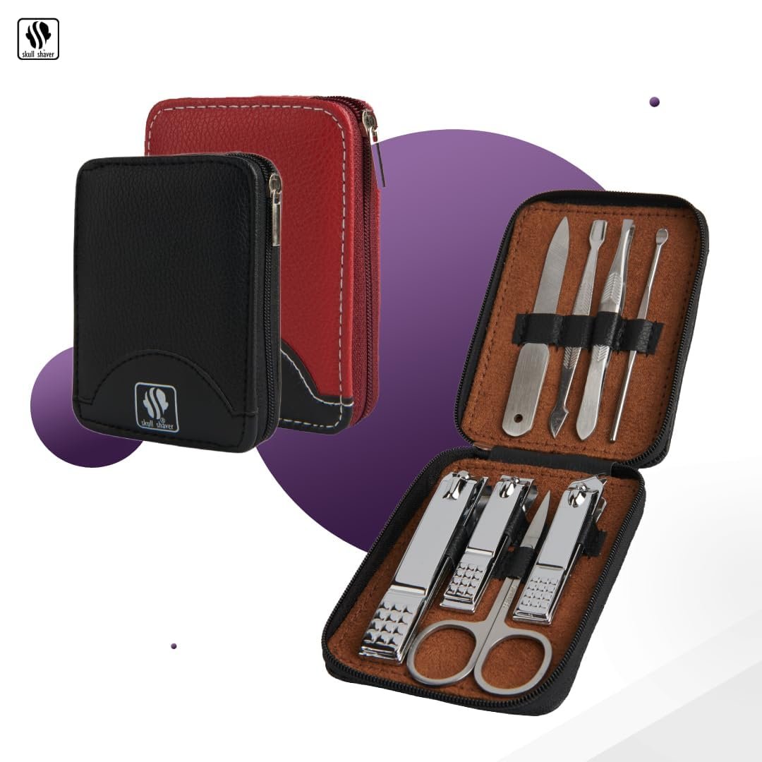 Skull Shaver 8-Piece Manicure Set for Men: Stainless Steel Nail Kit & Grooming Tools - Image 6