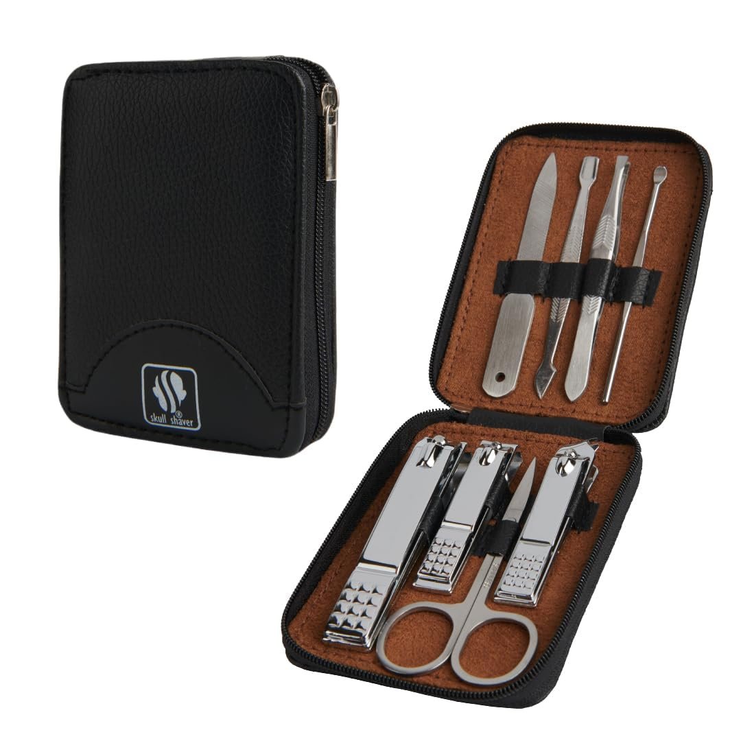 Skull Shaver 8-Piece Manicure Set for Men: Stainless Steel Nail Kit & Grooming Tools - Image 2