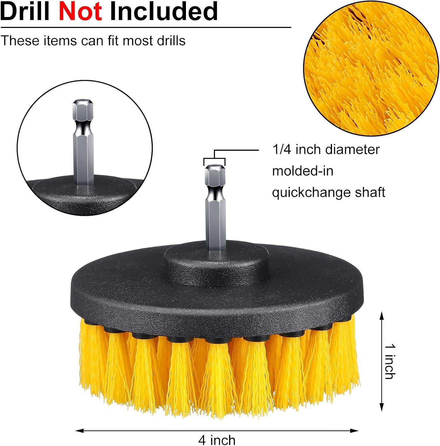 Remerry 6 Pcs Drill Brush Attachment Power Scrubber Cleaning Kit Multi Purpose Set Brushes for Bathroom Surfaces Tub Grout Shower Kitchen Tile Auto Car Boat - Image 3