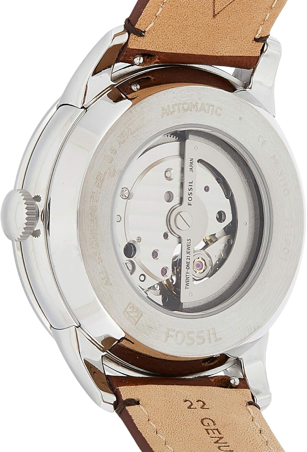 Fossil Men's Townsman Automatic Stainless Steel and Leather Two-Hand Skeleton Watch - Image 3