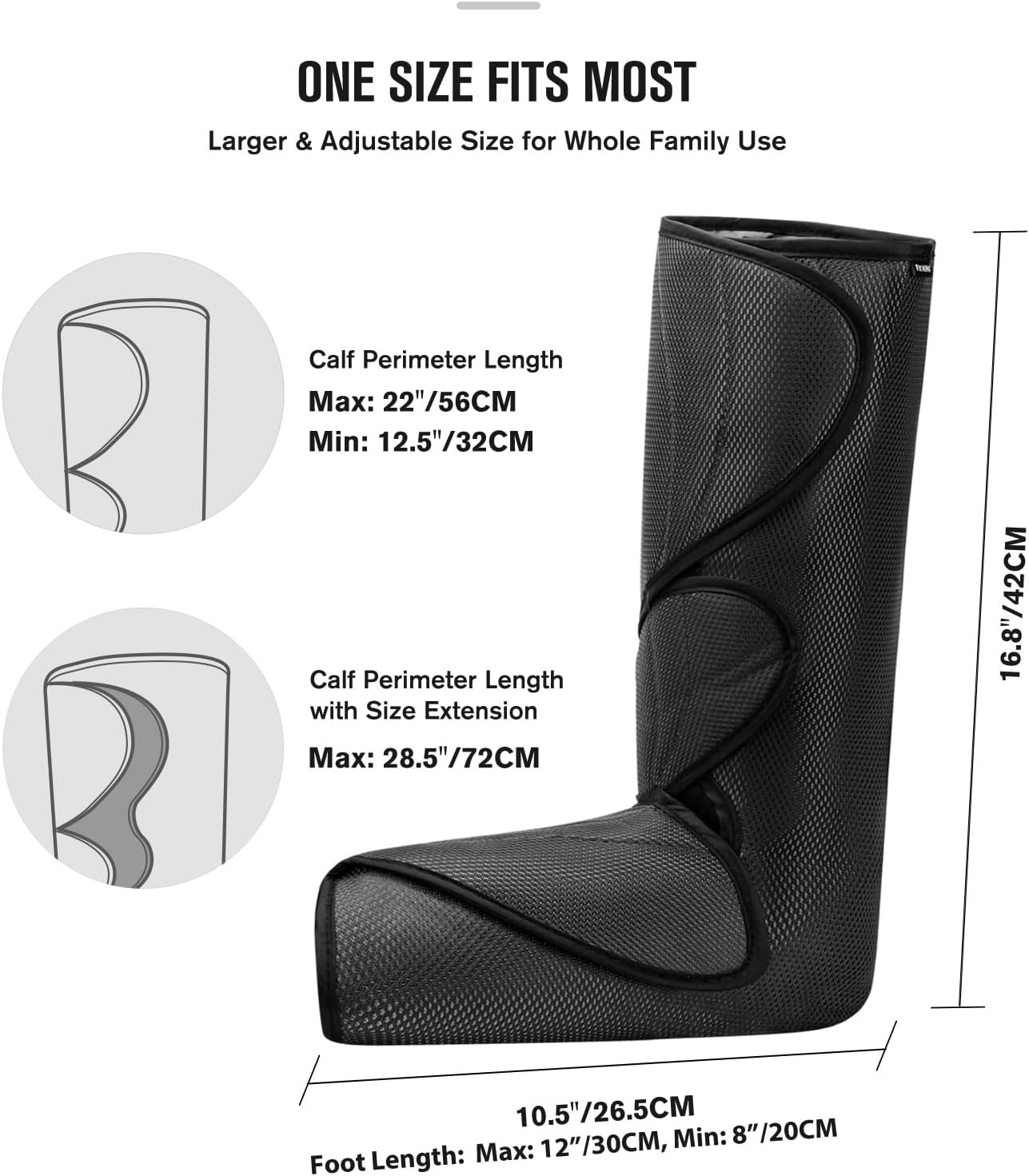 FIT KING Leg Air Massager for Circulation and Relaxation Foot and Calf Massage to Relieve Pain, Swelling, Edema with Handheld Controller 3 Intensities 2 Modes (with 2 Extensions) - FSA HSA Eligible - Image 7