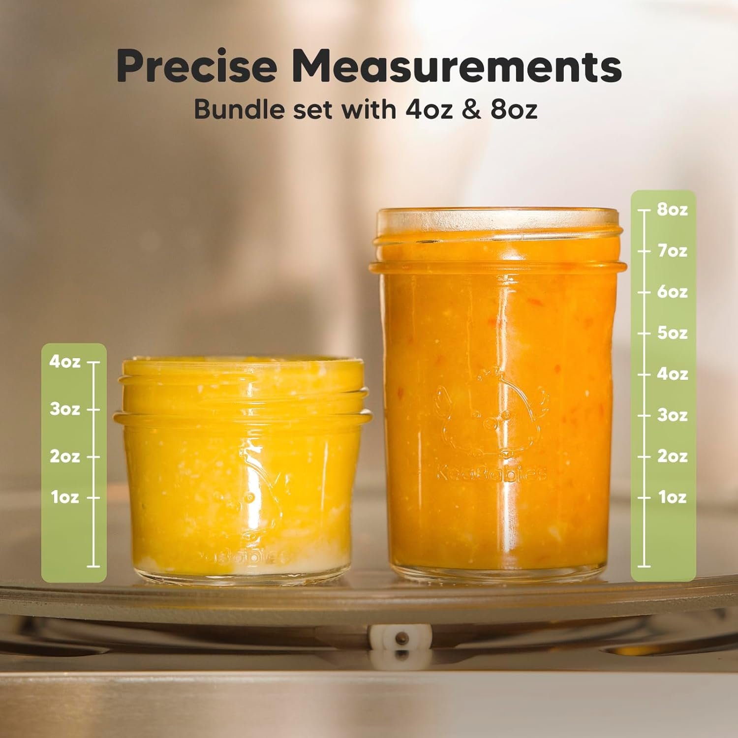 KeaBabies 4pk 8oz & 4pk 4oz Glass Baby Food Containers with Lids - Leak-Proof,Microwavable Small Glass Jars,Baby Purees & Toddler Snack Storage Containers,BPA-Free,Dishwasher & Freezer Safe(Musk Dusk) - Image 4