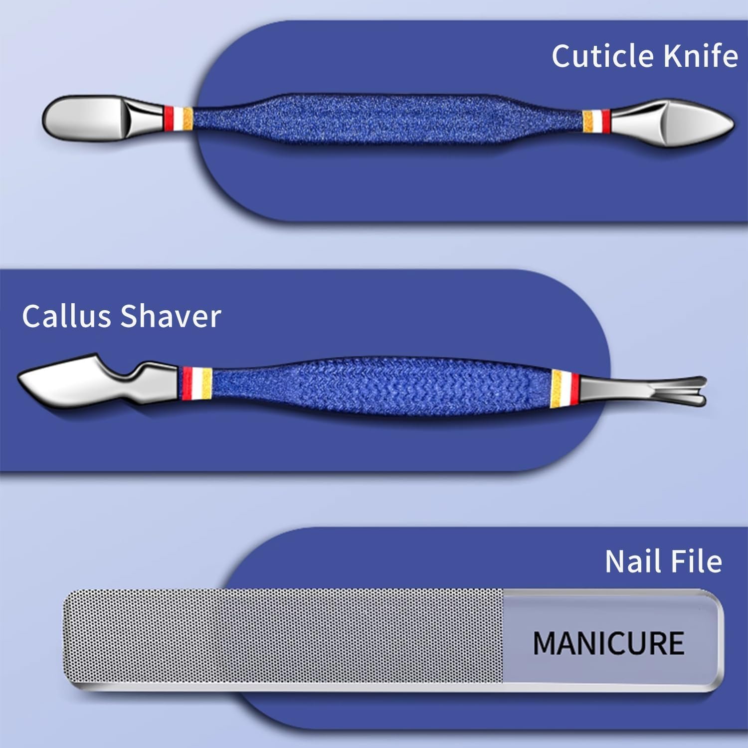 Nail Clippers Set - 19 Piece Manicure & Pedicure Kit, Stainless Steel Fingernail & Toenail Tools with Luxurious Travel Case for Men & Women - Image 3