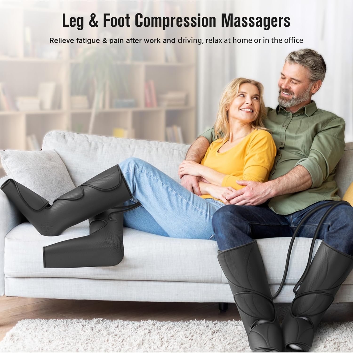 FIT KING Leg Air Massager for Circulation and Relaxation Foot and Calf Massage to Relieve Pain, Swelling, Edema with Handheld Controller 3 Intensities 2 Modes (with 2 Extensions) - FSA HSA Eligible - Image 3