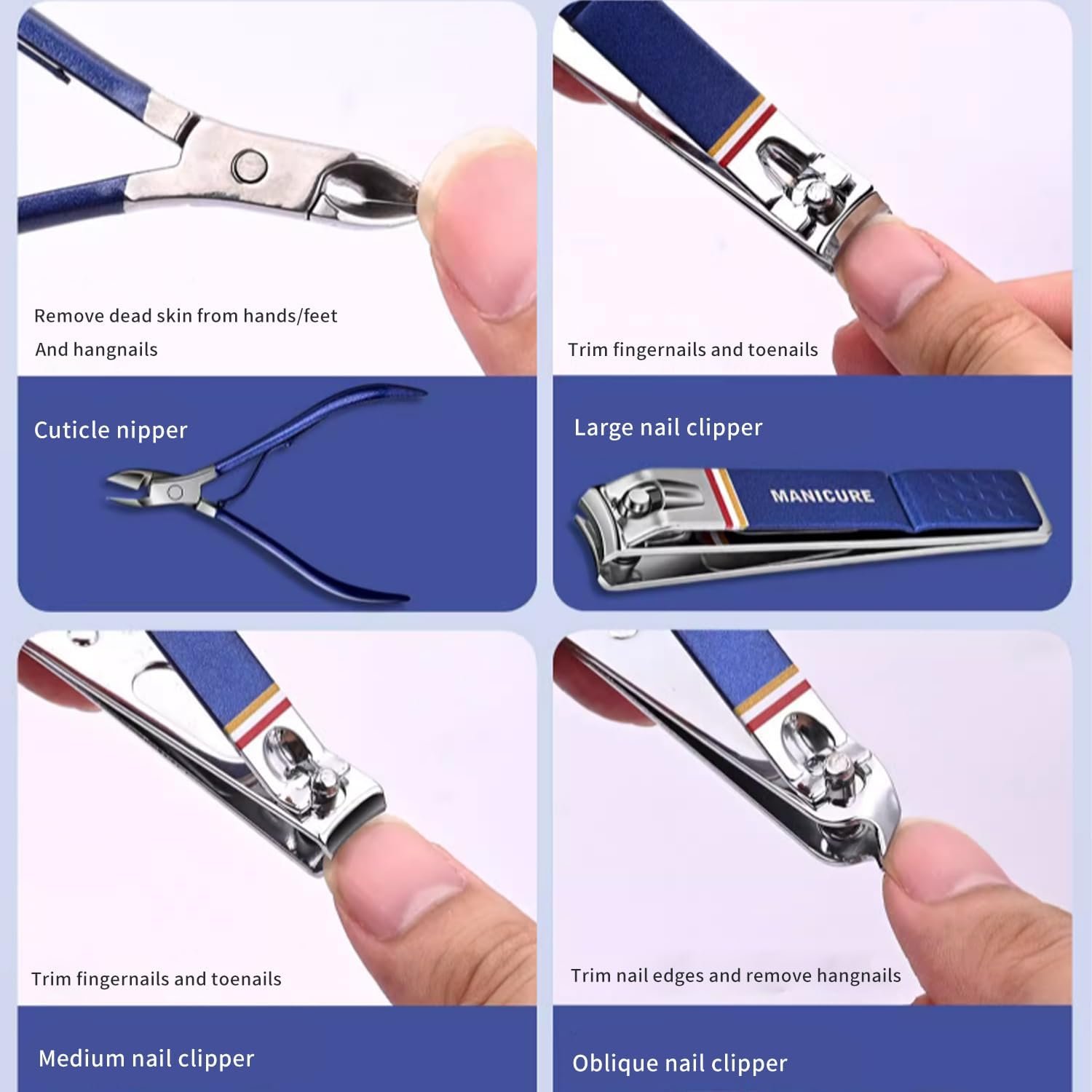 Nail Clippers Set - 19 Piece Manicure & Pedicure Kit, Stainless Steel Fingernail & Toenail Tools with Luxurious Travel Case for Men & Women - Image 4