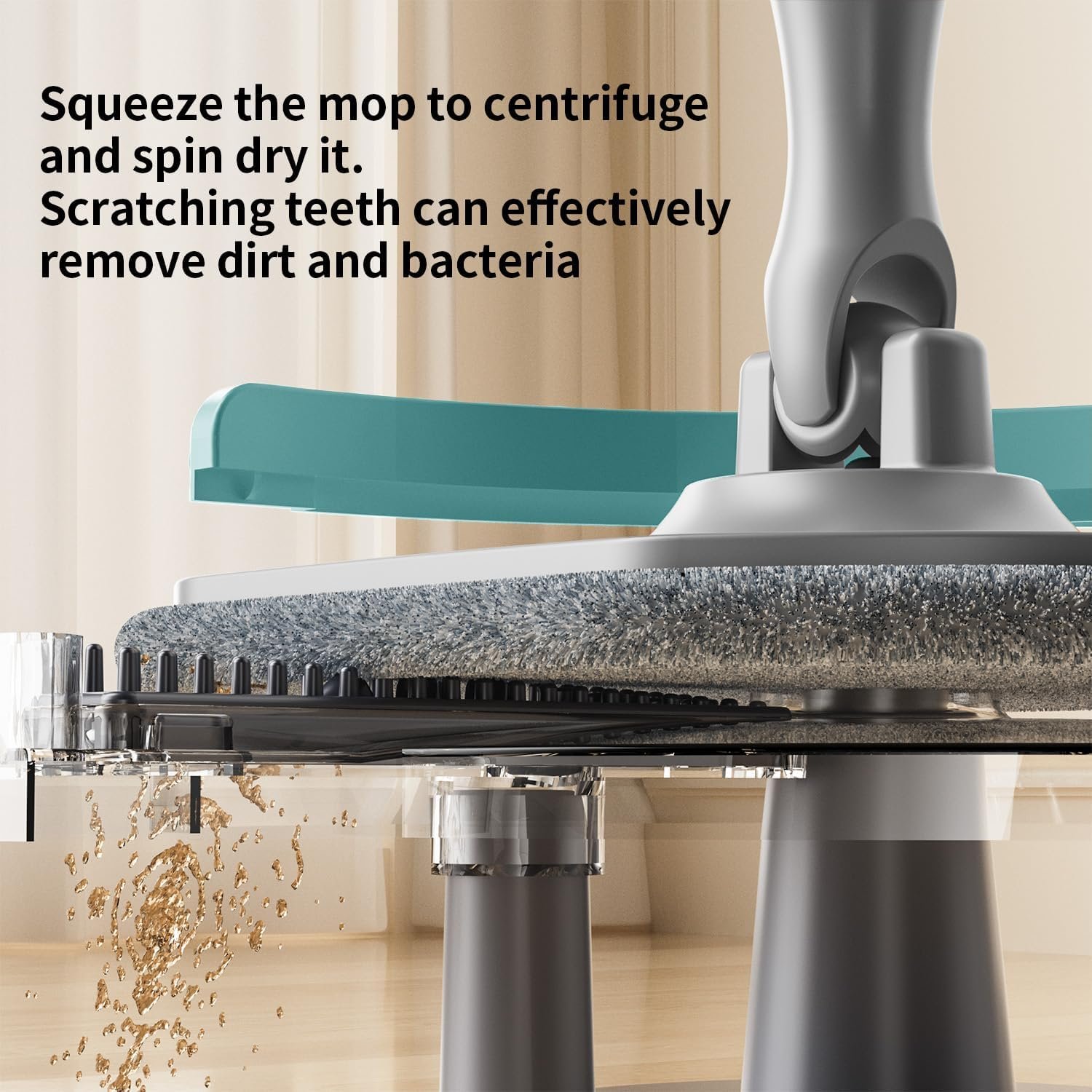 Spin Mop and Bucket Set with Separate Dirty and Clean Water,360° Spin Mop and Bucket System with Widening Foldable Handle,6 Replaceable Mop Pads,Square Mop for Floor Hardwood Tile Wall Cleaning(Blue) - Image 4