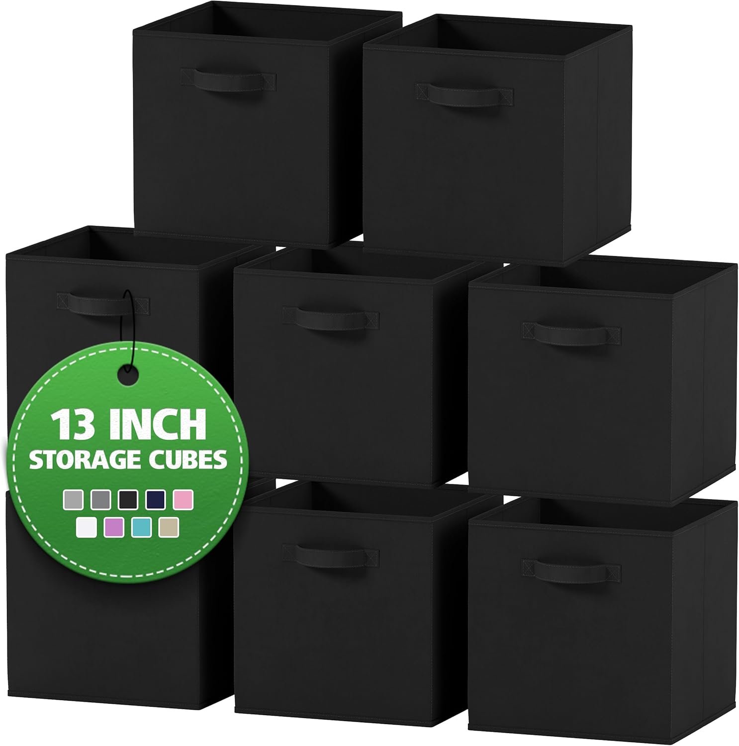 NEATERIZE Storage Baskets - Set of 8 Heavy-Duty 13x13 Inch Cubes for Organizing and Storage. Perfect Bins as Cubby Boxes or Cube Organizers (Black) - Image 2