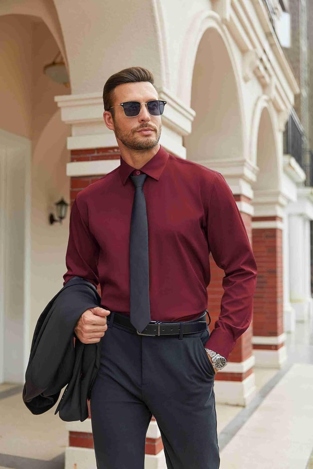 COOFANDY Mens Stretch Dress Shirts Long Sleeve Button Down Shirt Regular Fit Formal Business Shirts - Image 3
