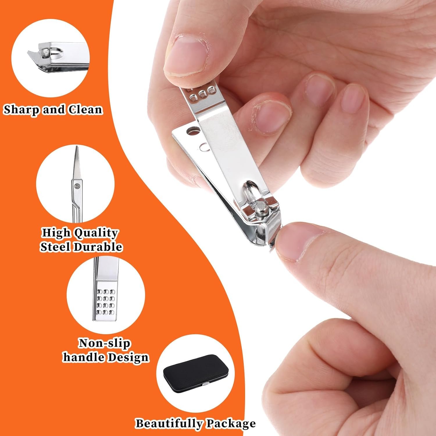 12 Sets Manicure Set Bulk Nail Clippers Pedicure Kit for Men, Nail Grooming Pedicure Kit with Case Travel 8 in 1 Stainless Steel Professional Nail Care Tools Set - Image 5