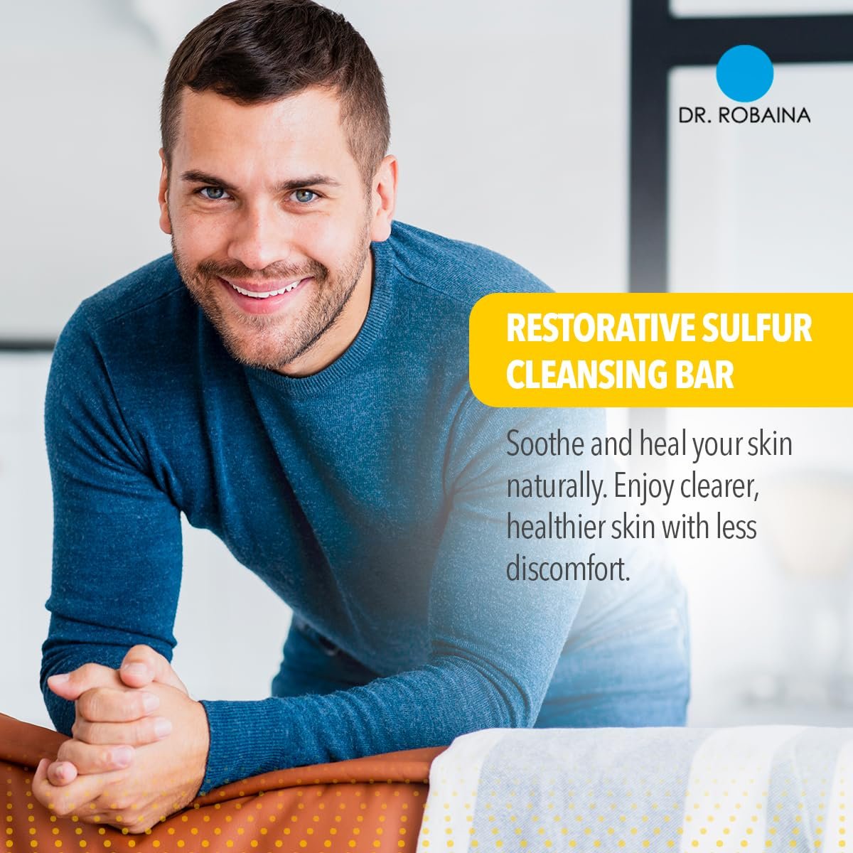 Dr. Robaina Sulfur Balsam Cleansing Bar – Daily Soap for Acne and Eczema Relief – Gentle on Sensitive Skin with Tea Tree and Calendula – Made in the USA (Pack of 1) - Image 4