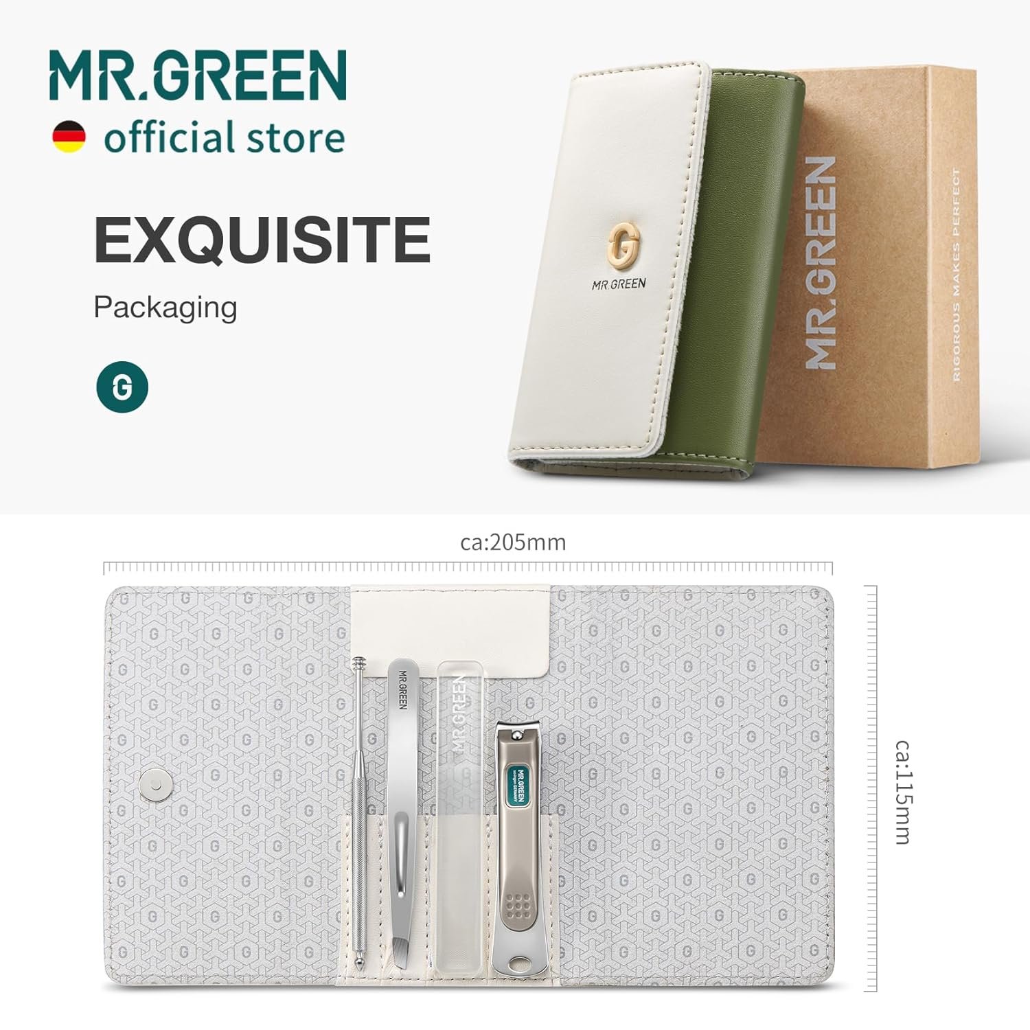 MR.GREEN Colorful Manicure Set Practical Pedicure Kits Nail Clippers Personal Care Tools Facial Hair Scissors with Fashion Case (Mr-6681 Green) - Image 7