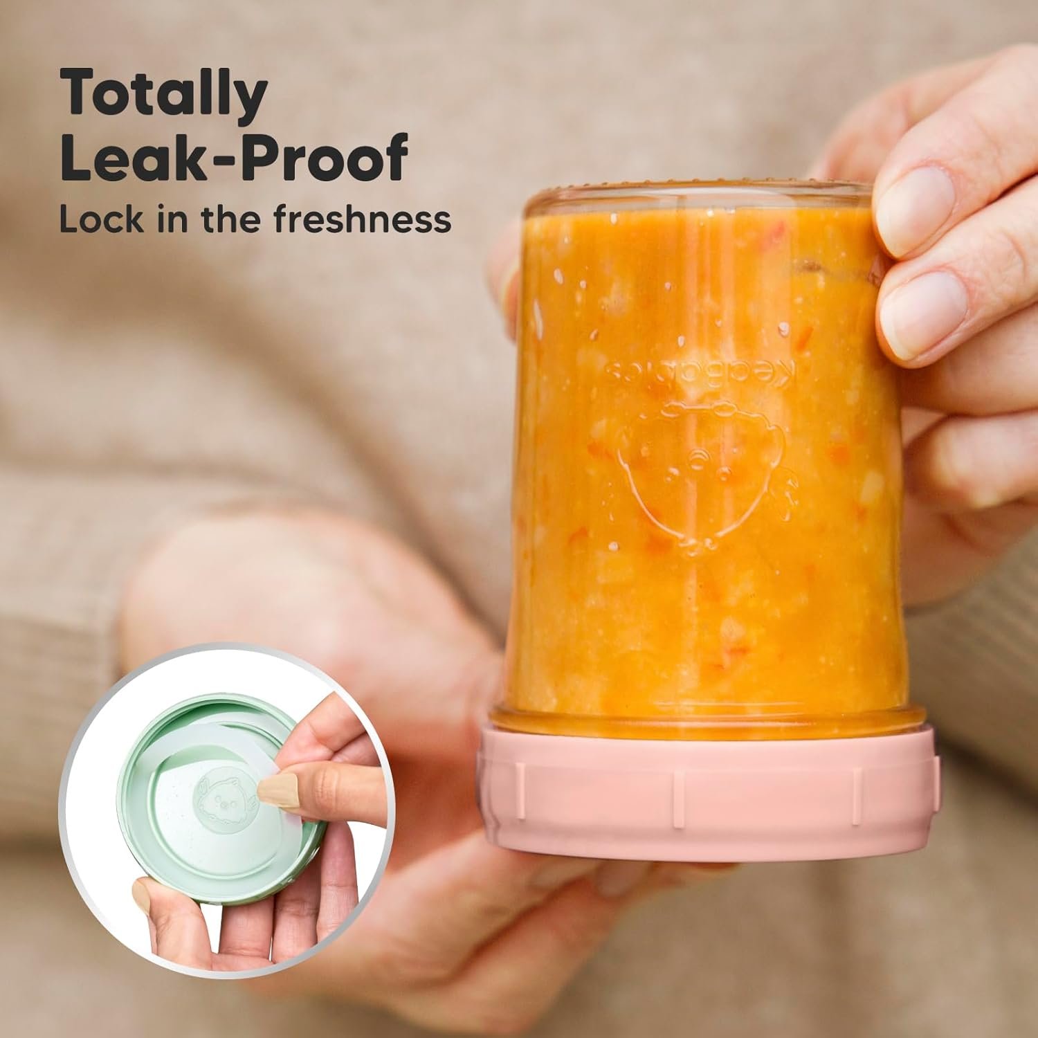 KeaBabies 4pk 8oz & 4pk 4oz Glass Baby Food Containers with Lids - Leak-Proof,Microwavable Small Glass Jars,Baby Purees & Toddler Snack Storage Containers,BPA-Free,Dishwasher & Freezer Safe(Musk Dusk) - Image 3