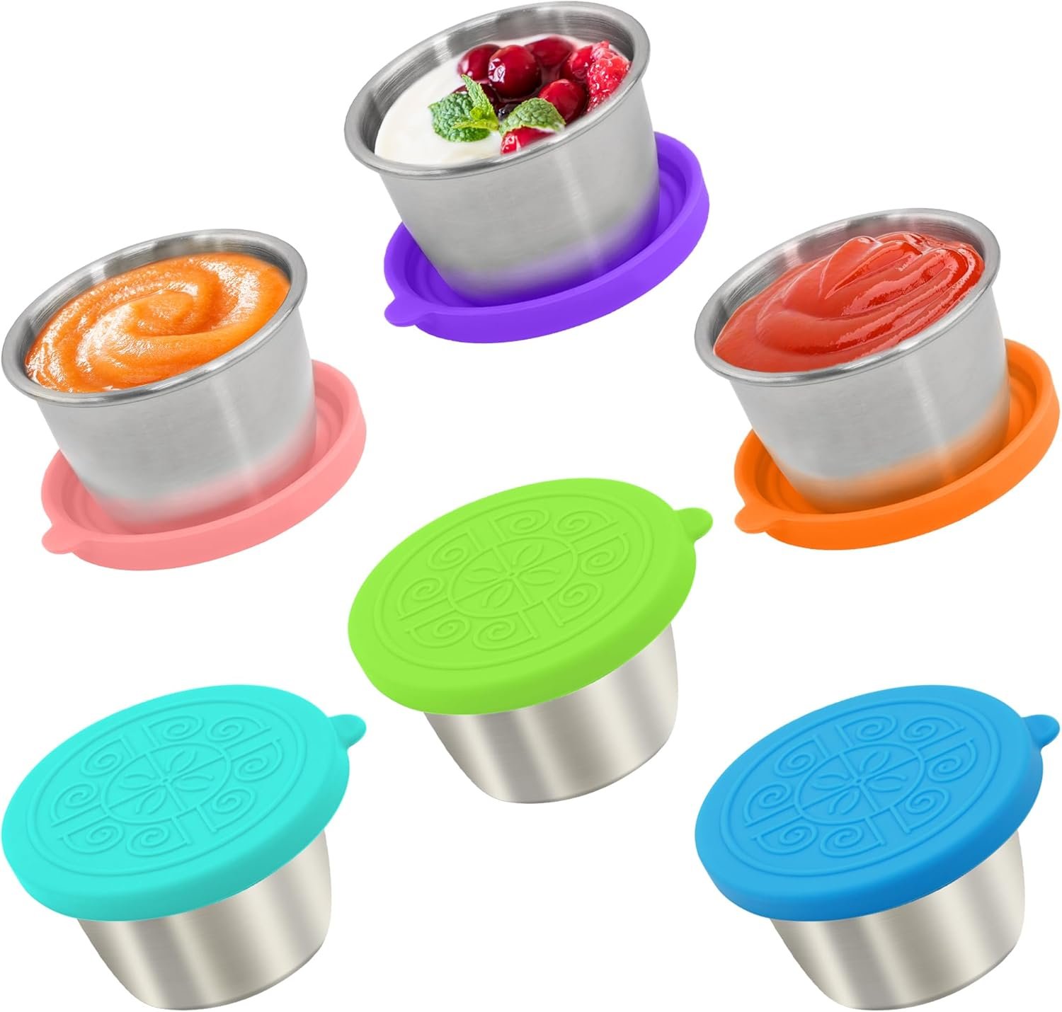 6x2.7 Oz Salad Dressing Container to Go,Handy Leakproof Stainless Steel Meal Prep Containers Reusable,Sauce Containers for Lunch Box, Picnics, Travel, Office and Kitchen Storage - Image 2