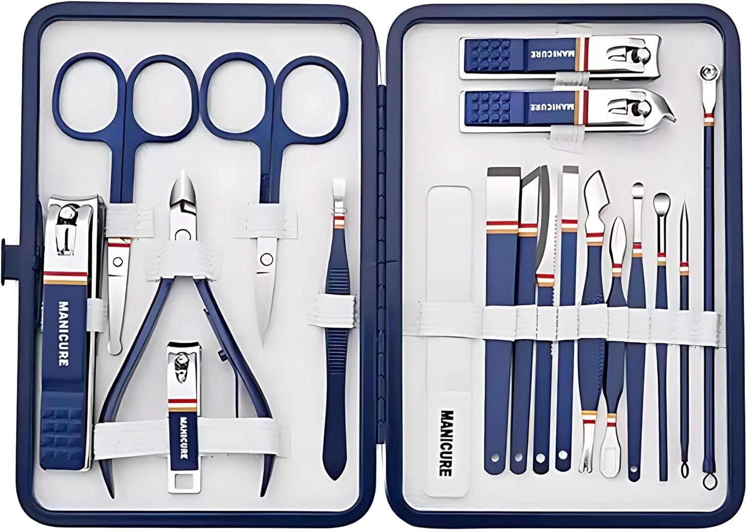 Nail Clippers Set - 19 Piece Manicure & Pedicure Kit, Stainless Steel Fingernail & Toenail Tools with Luxurious Travel Case for Men & Women - Image 2