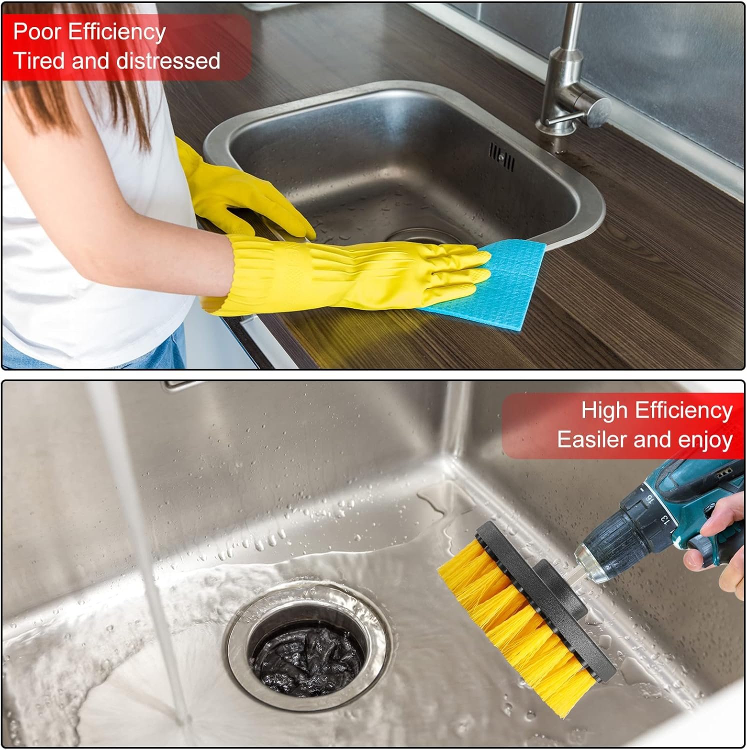 Remerry 6 Pcs Drill Brush Attachment Power Scrubber Cleaning Kit Multi Purpose Set Brushes for Bathroom Surfaces Tub Grout Shower Kitchen Tile Auto Car Boat - Image 6