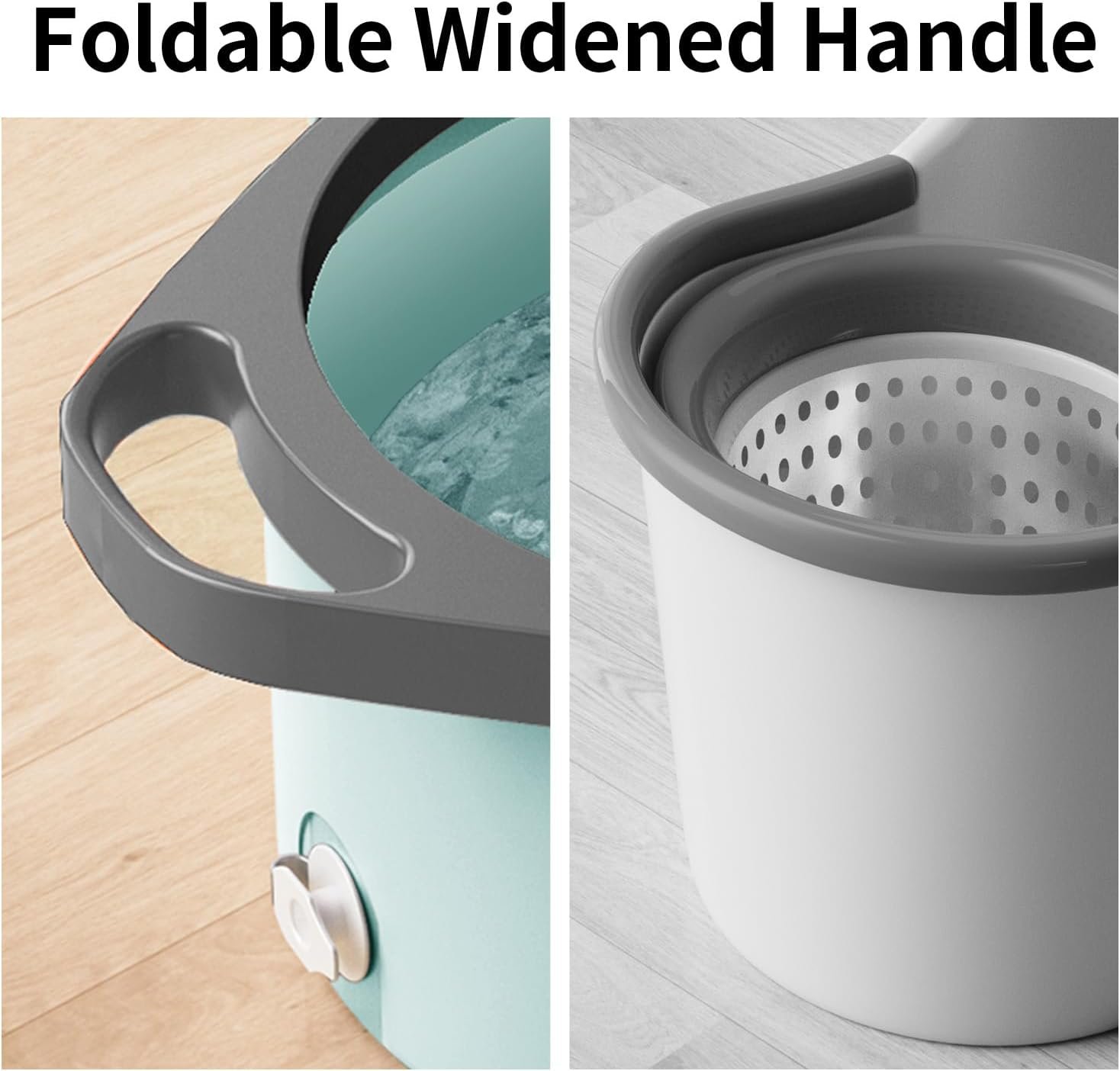 Spin Mop and Bucket Set with Separate Dirty and Clean Water,360° Spin Mop and Bucket System with Widening Foldable Handle,6 Replaceable Mop Pads,Square Mop for Floor Hardwood Tile Wall Cleaning(Blue) - Image 10