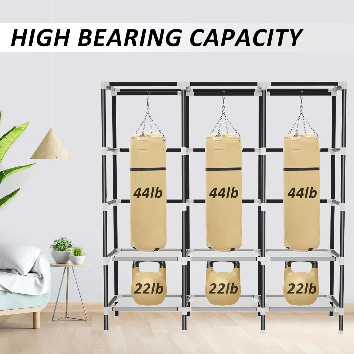 LOKEME Wardrobe Closet,Portable Closet for Bedroom Steel Pipe Diameter 19mm Strong and Sturdy Black Portable Closets for Hanging Clothes with 3 Hanging rods, 6 Storage Shelves and Side Pockets - Image 5