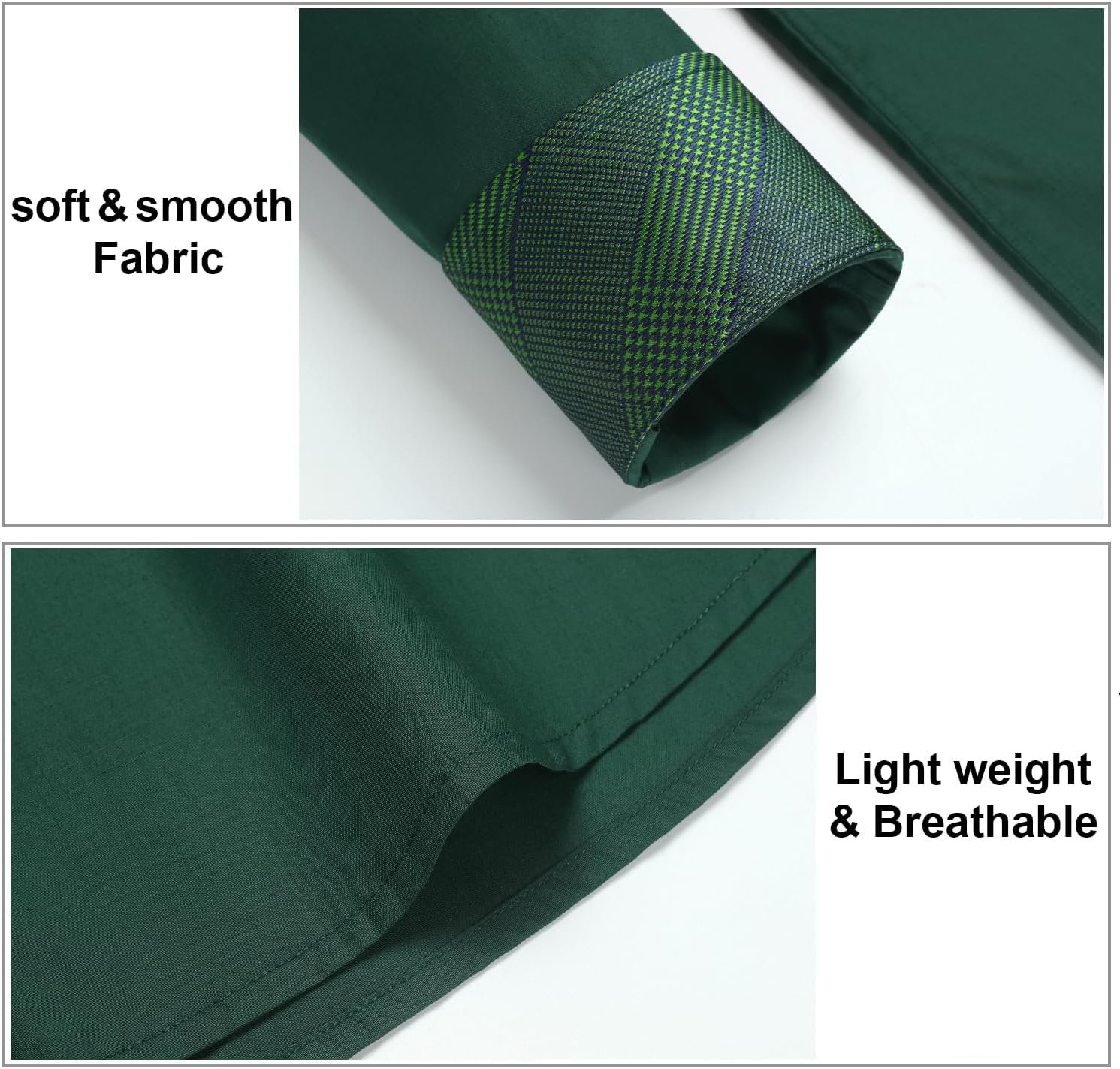 HISDERN Mens Business Dress Shirts Long Sleeve Casual Button Down Shirt Formal Inner Collar Contrast Shirt for Men Wedding - Image 4