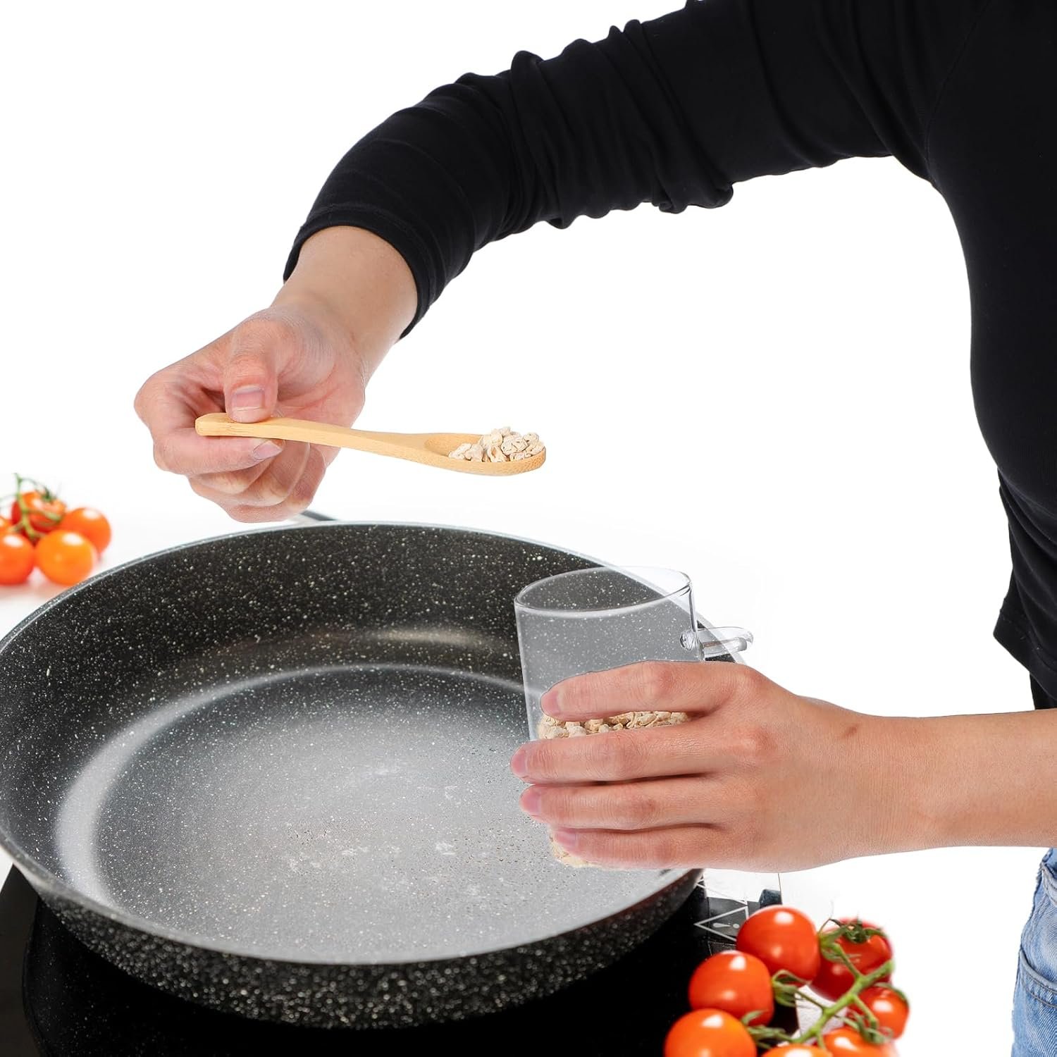 Set of 8 Airtight Glass Jars with Bamboo Lids and Spoons, Glass Food Storage Jars Perfect for Coffee, Tea, Sugar, Spices, Beans, and More - Image 8